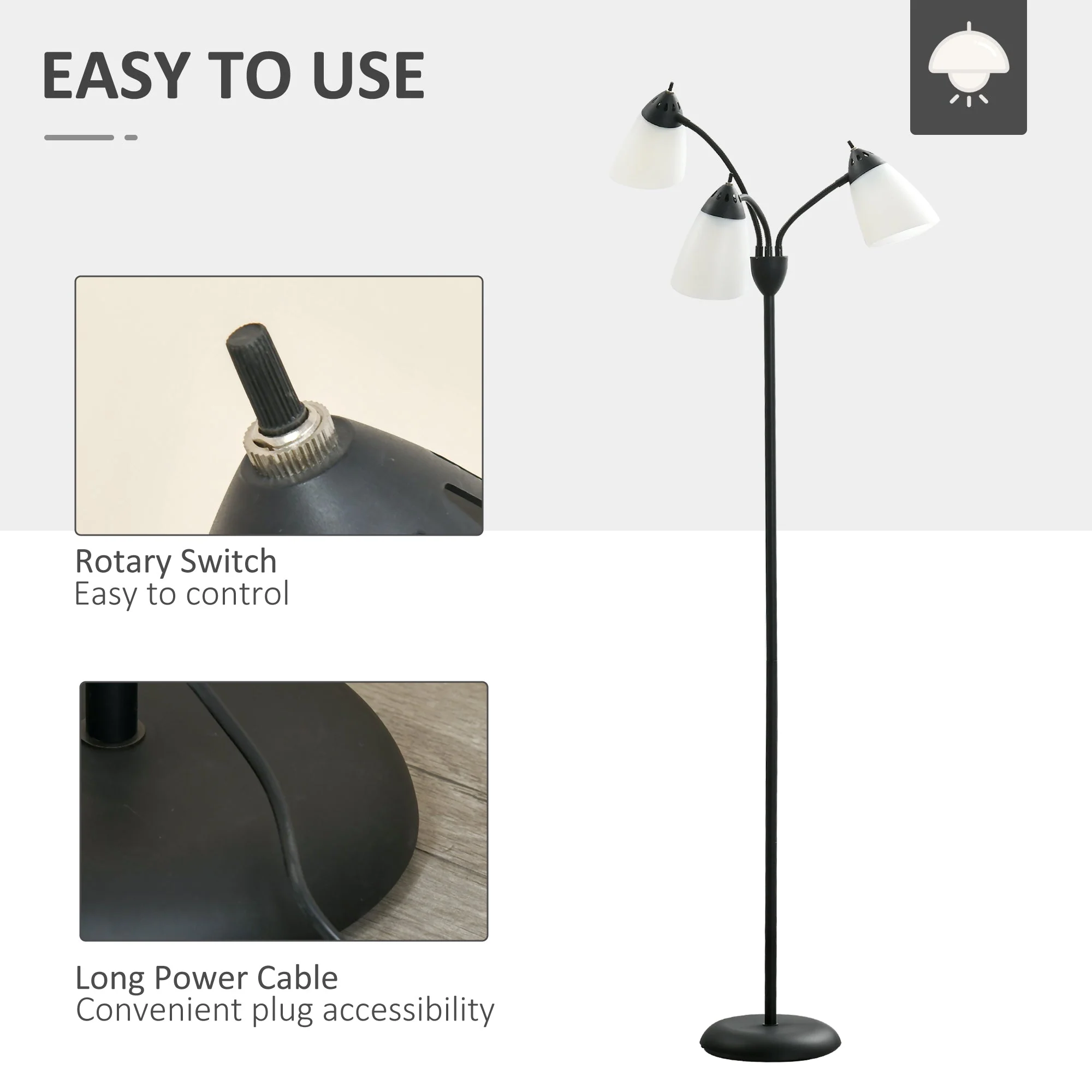 Arc Tree Floor Lamp with 3 Adjustable Rotating Lights - Image 6