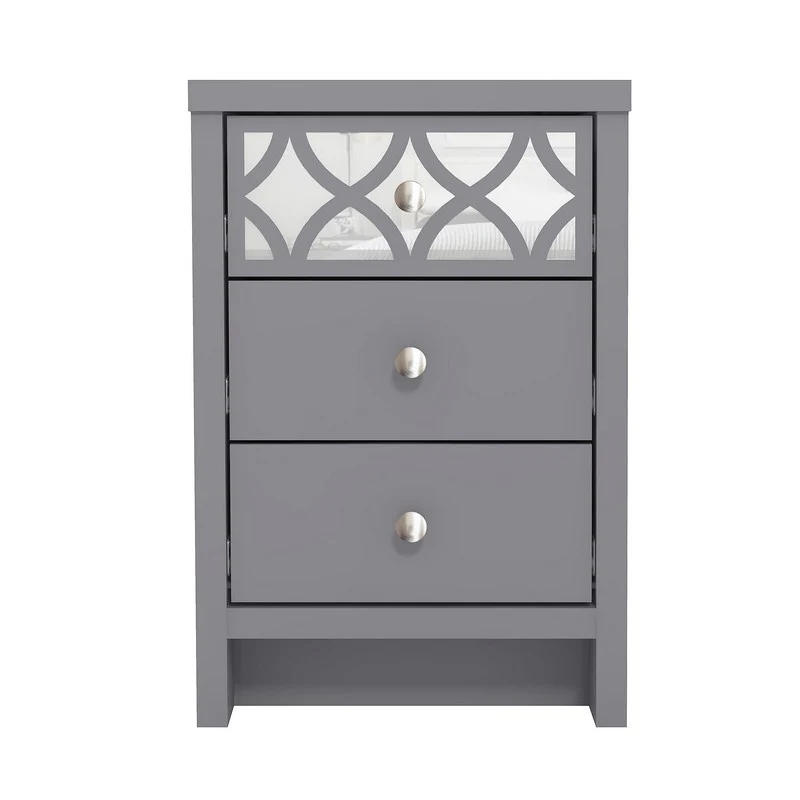 Arianna Slim Bedside Table Grey 3 Drawers - Image 3