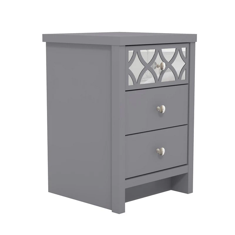 Arianna Slim Bedside Table Grey 3 Drawers - Image 4