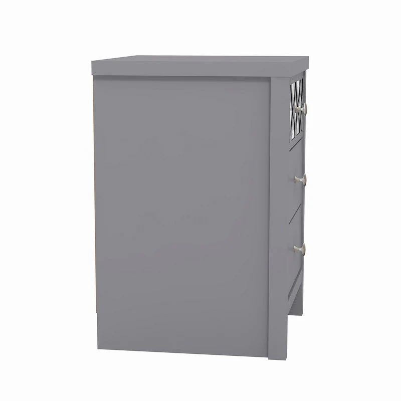 Arianna Slim Bedside Table Grey 3 Drawers - Image 5