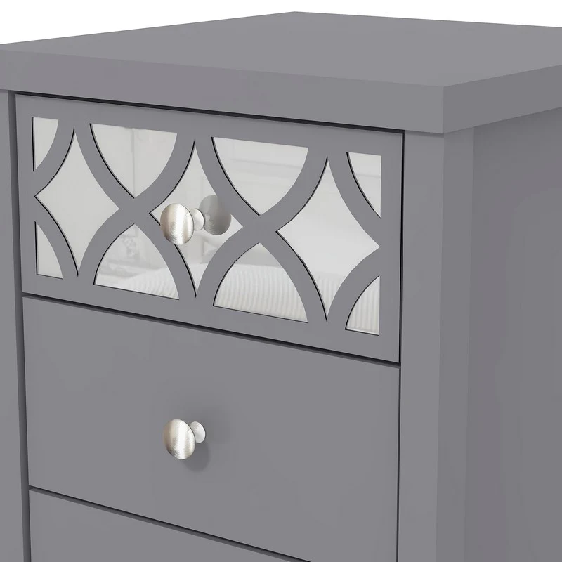 Arianna Slim Bedside Table Grey 3 Drawers - Image 8