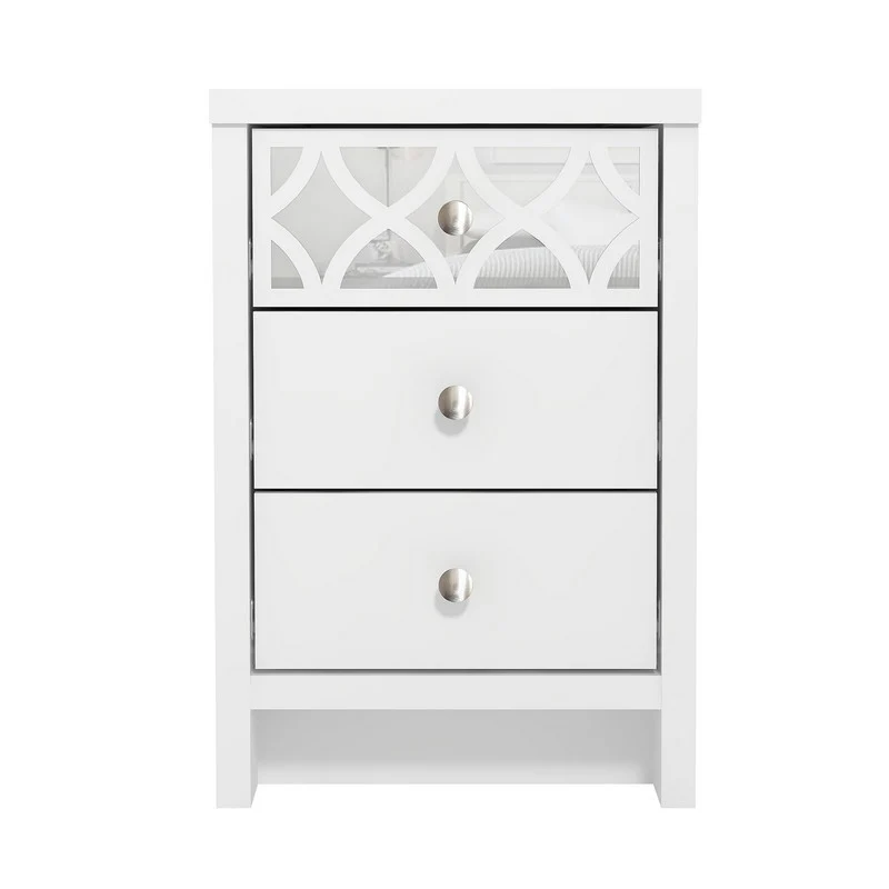 Arianna Slim Bedside Table White 3 Drawers - Image 3