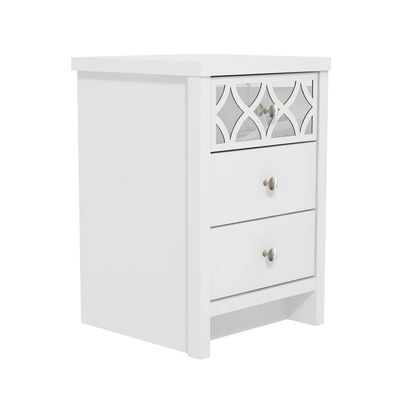 Arianna Slim Bedside Table White 3 Drawers - Image 4