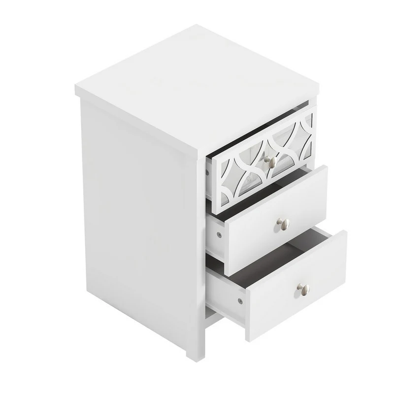 Arianna Slim Bedside Table White 3 Drawers - Image 6