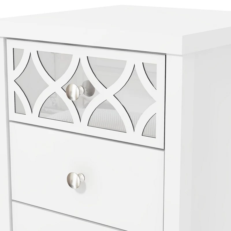 Arianna Slim Bedside Table White 3 Drawers - Image 8