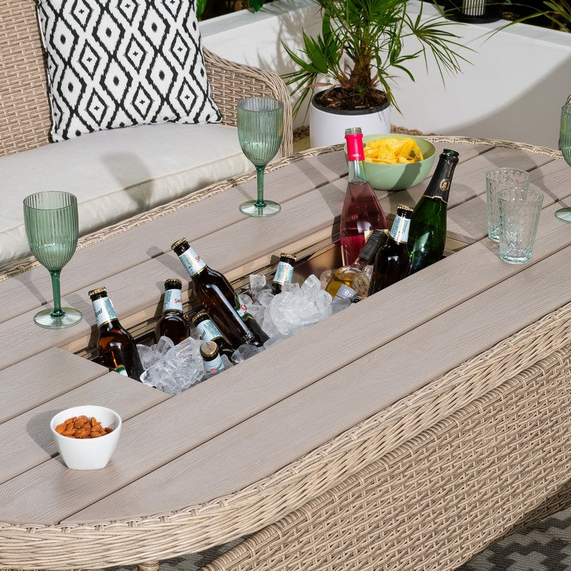 Arles Rattan Garden Patio Dining Set by Croft - 6 Seats Light Grey - Image 2