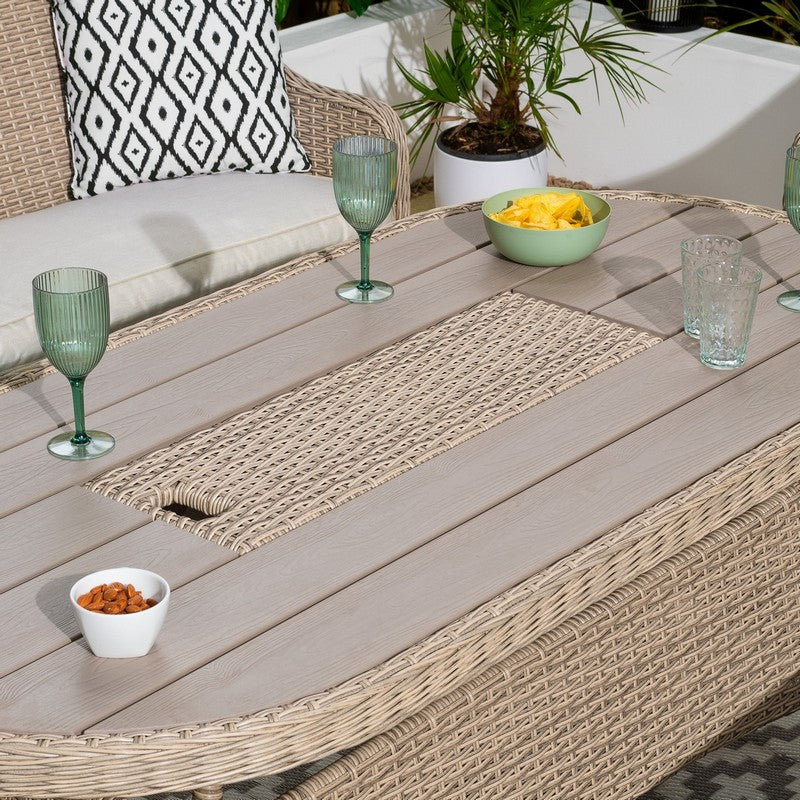 Arles Rattan Garden Patio Dining Set by Croft - 6 Seats Light Grey - Image 4