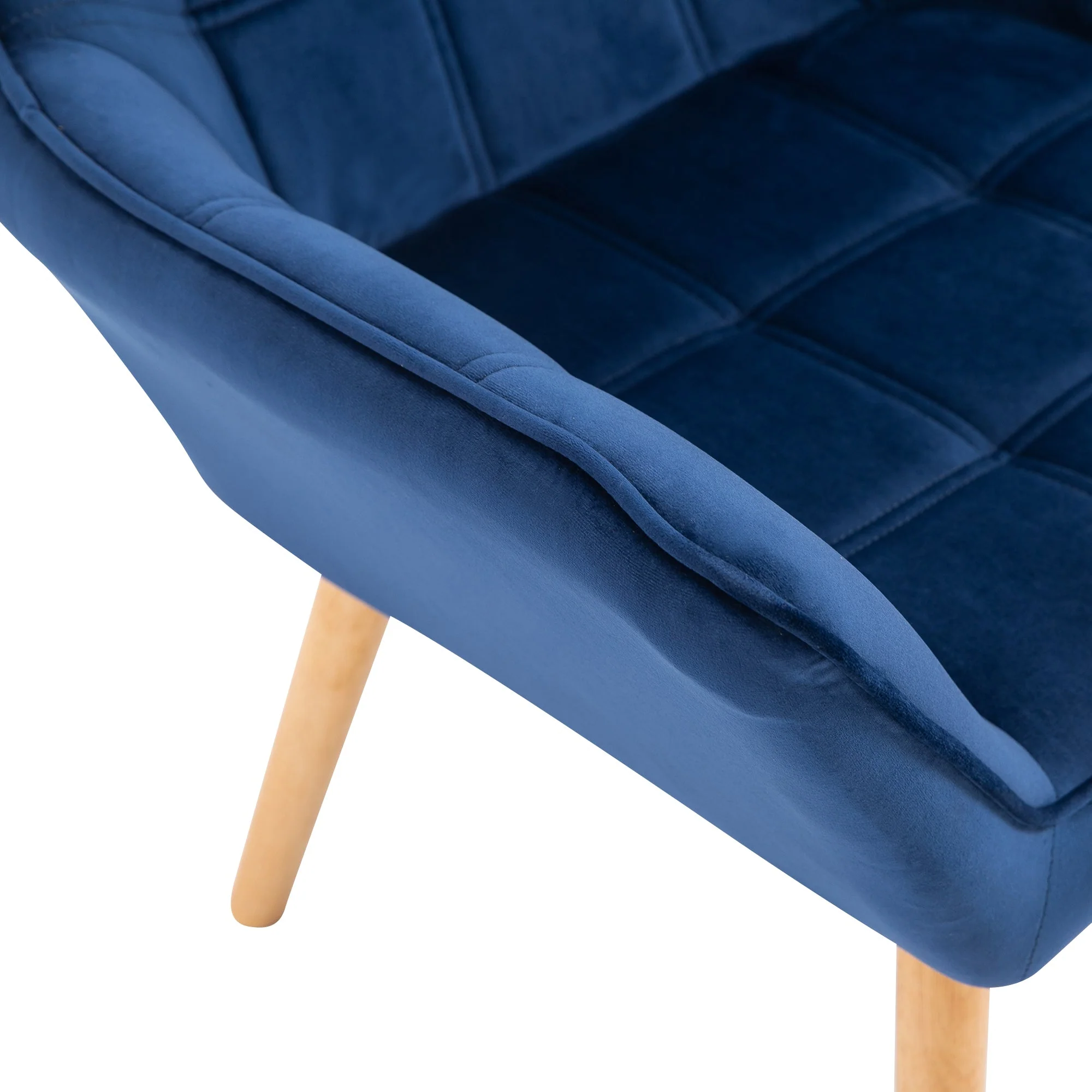 Armchair Accent Chair Wide Arms Slanted Back Padding Iron Frame Wooden Legs Home Bedroom Furniture Seating Blue - Image 8