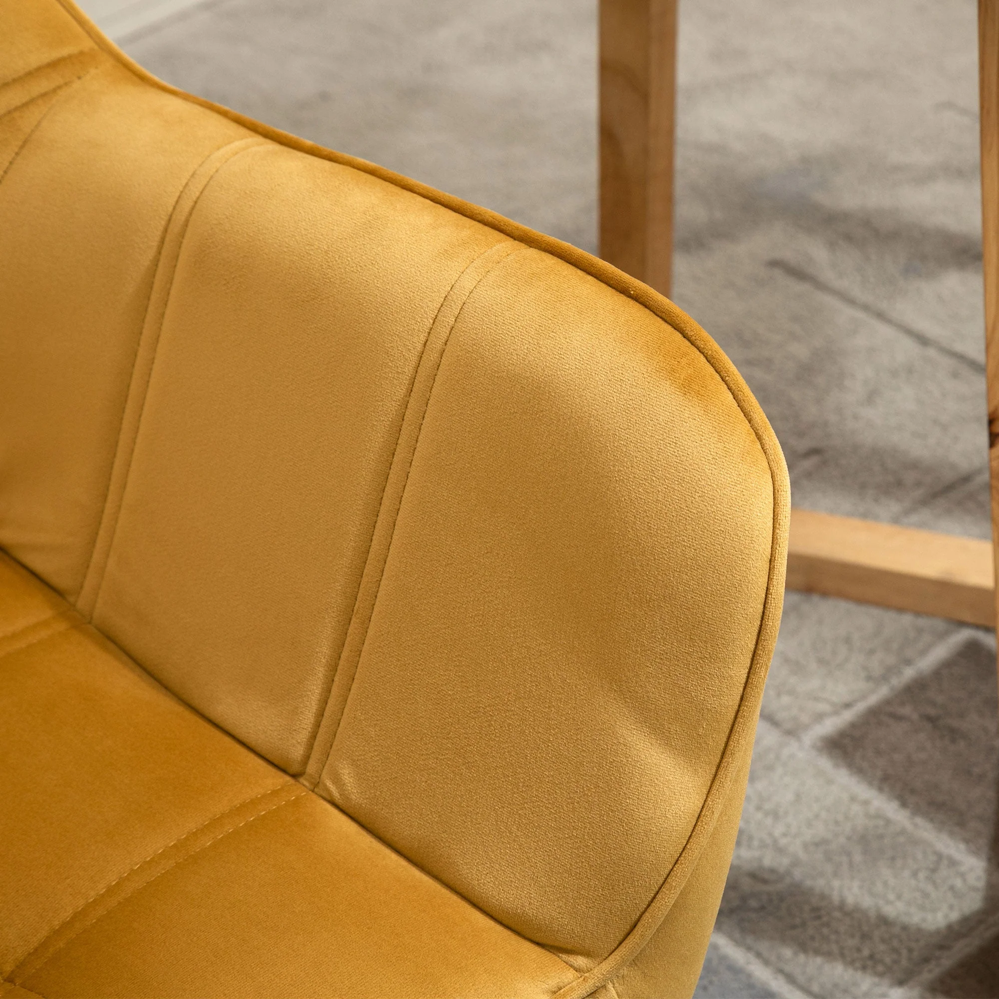 Armchair Accent Chair Wide Arms Slanted Back Padding Iron Frame Wooden Legs Home Bedroom Furniture Seating Yellow - Image 8