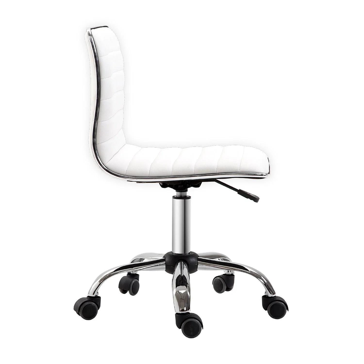 Armless Mid-Back Adjustable Office Chair-White - Image 6