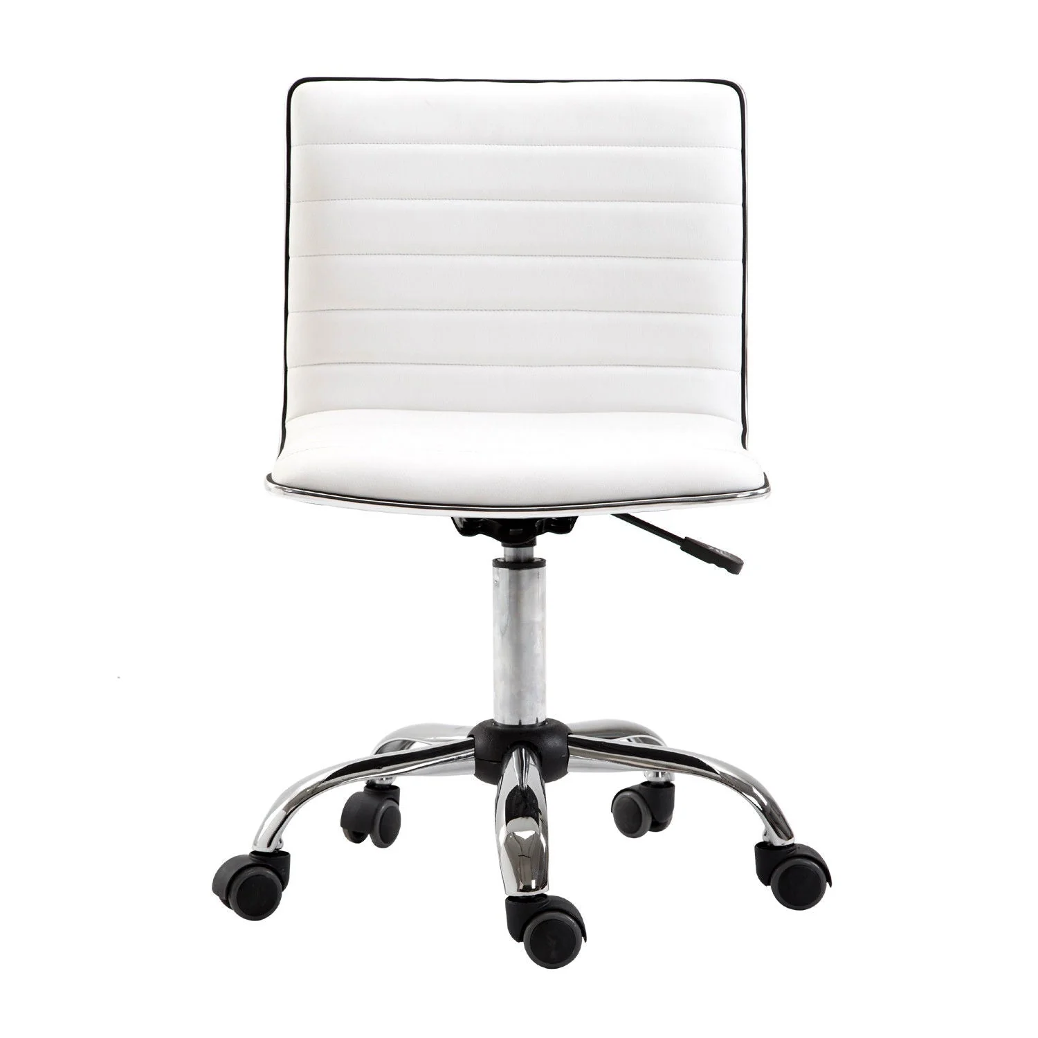 Armless Mid-Back Adjustable Office Chair-White - Image 7