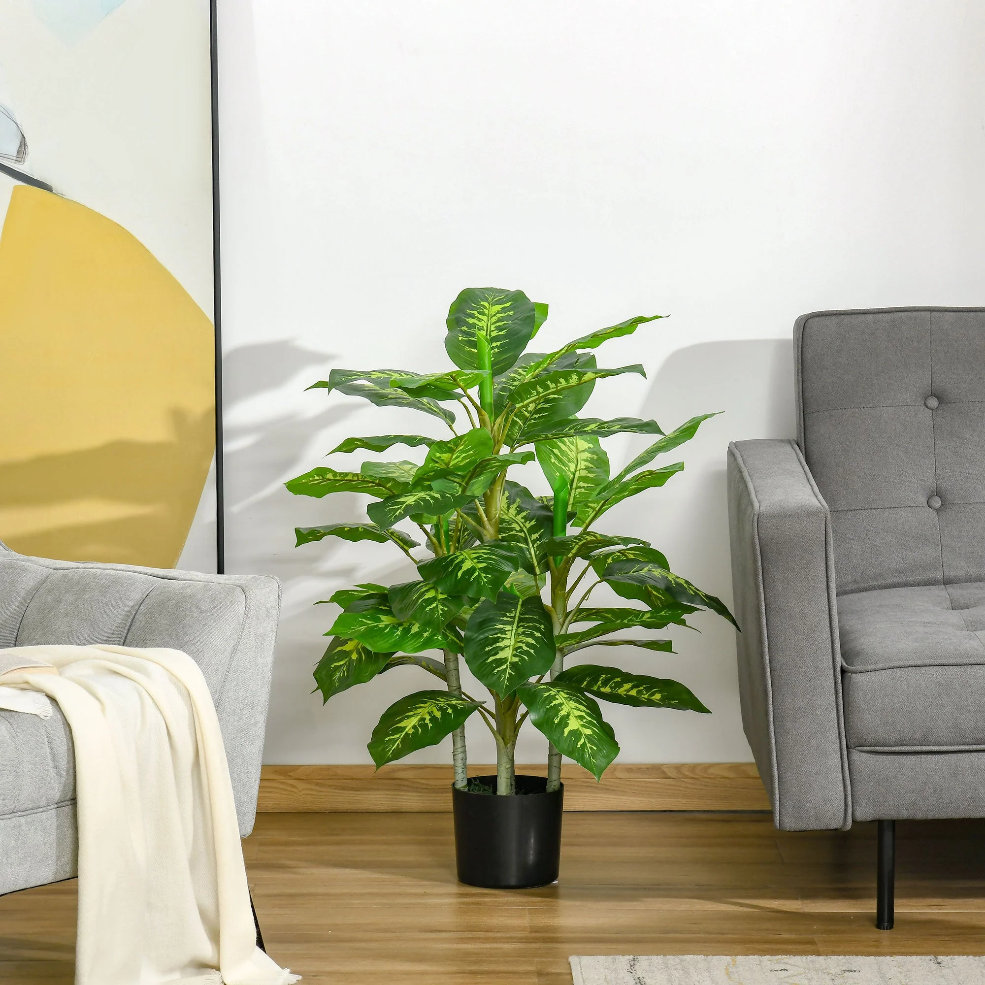 Artificial Evergreen Plant Realistic Fake Tree Potted Home Office Décor 95cm - Image 2