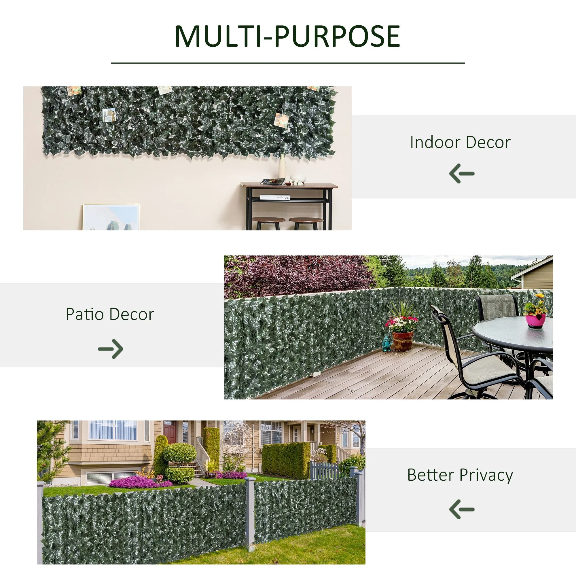 Artificial Leaf Hedge Screen Privacy Fence Panel for Garden Outdoor Indoor Decor 2.4M x 1M Dark Green - Image 5
