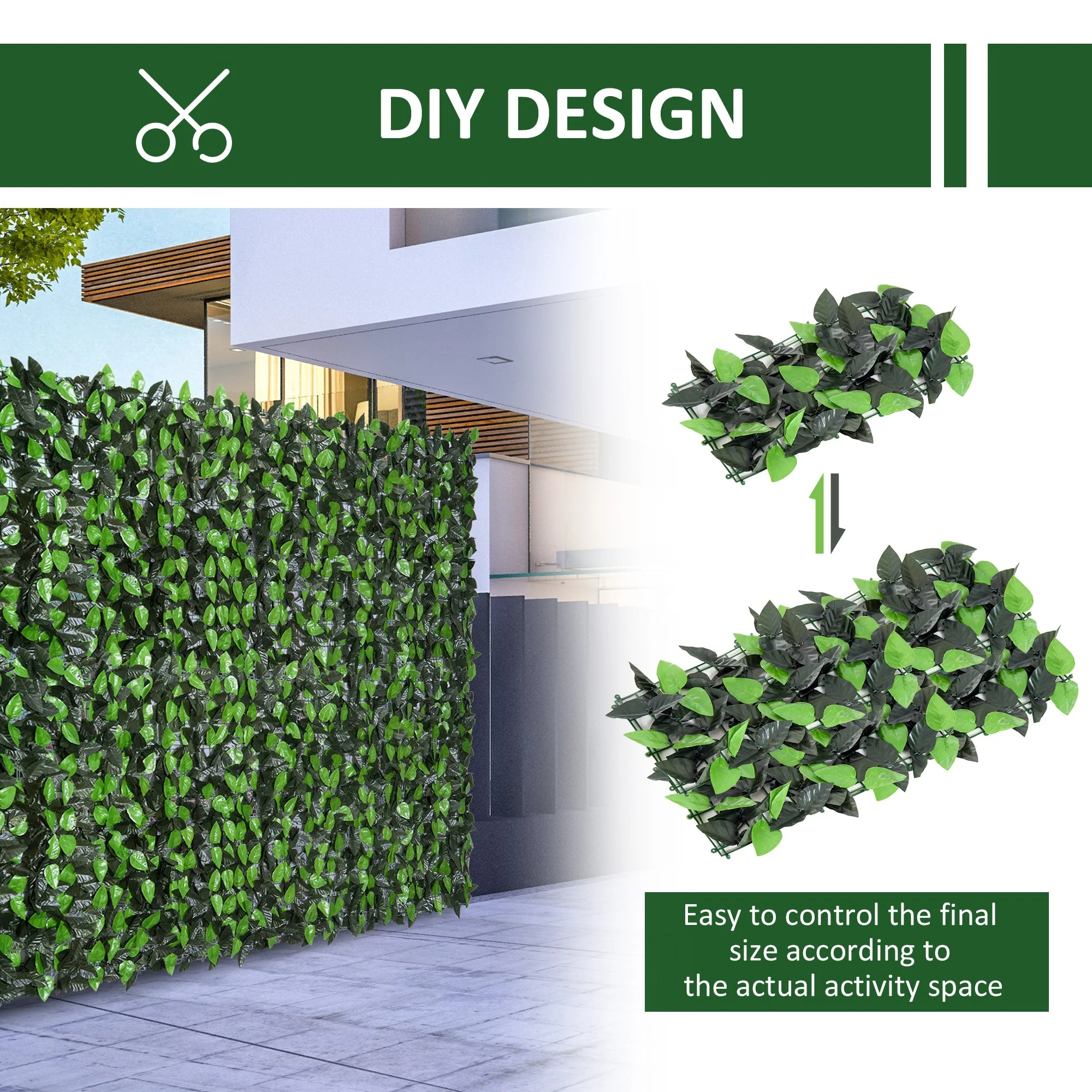 Artificial Leaf Hedge Screen Privacy Fence Panel for Garden Outdoor Indoor Decor 3M x 1M Light Green and Dark Green - Image 3