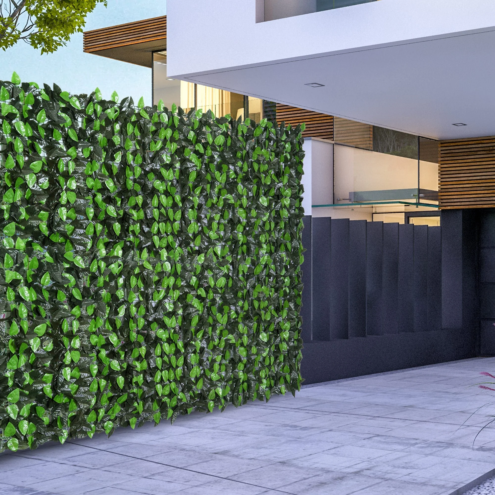 Artificial Leaf Hedge Screen Privacy Fence Panel for Garden Outdoor Indoor Decor 3M x 1M Light Green and Dark Green - Image 8