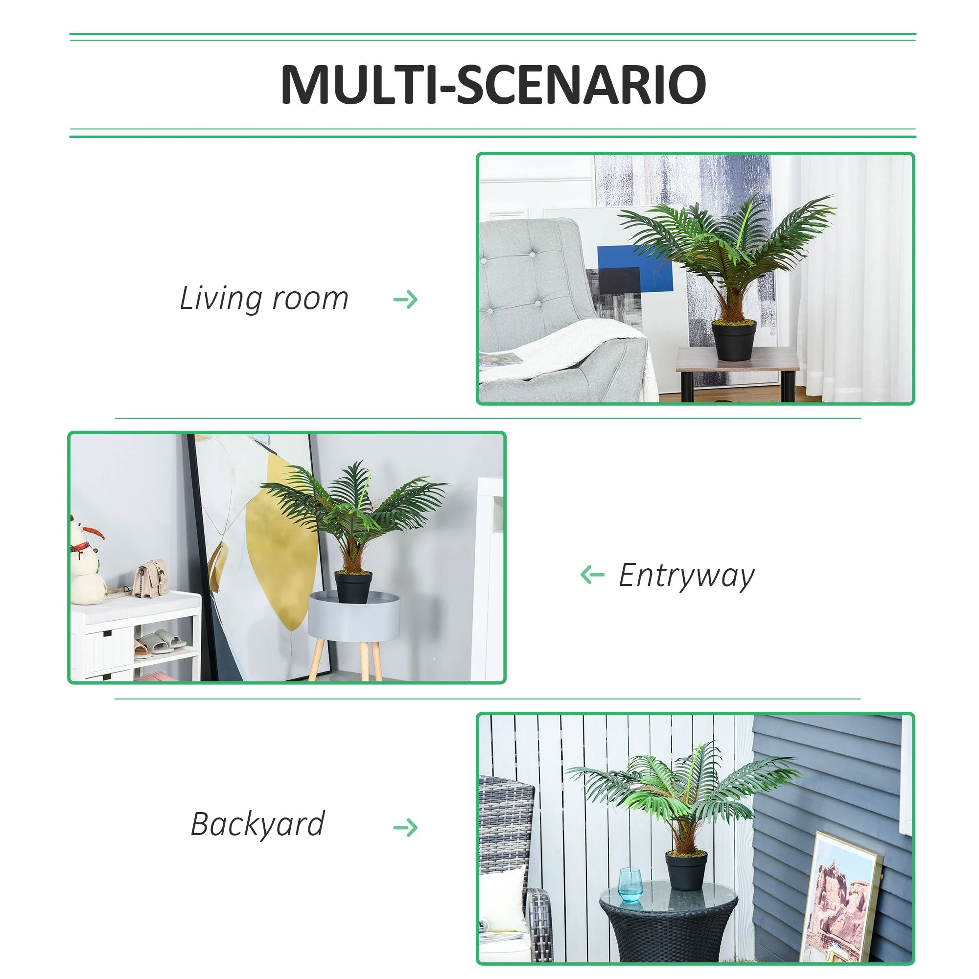 Artificial Palm Plant Realistic Fake Tree Potted Home Office Décor 60cm - Image 6