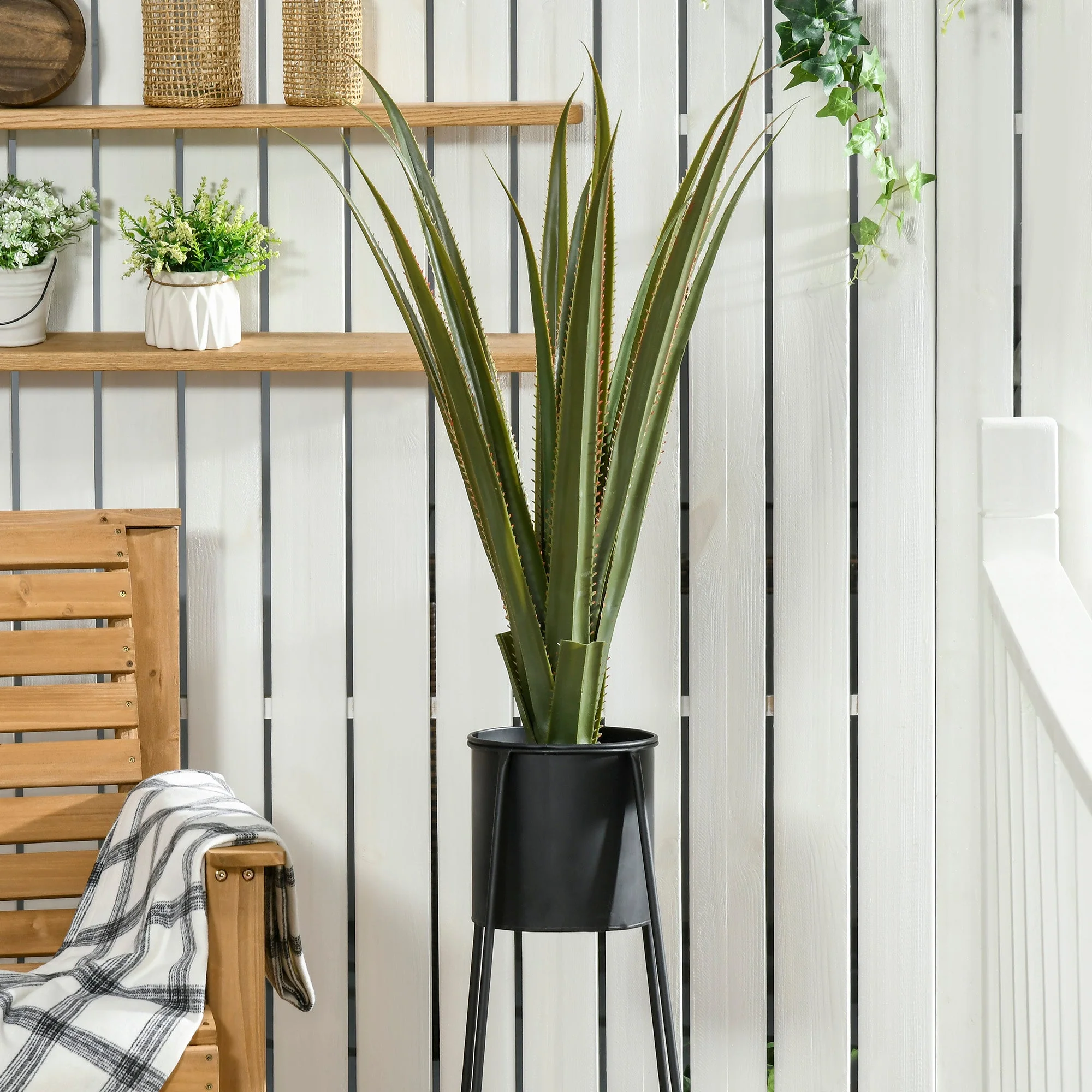 Artificial Plants Agave Succulent in Pot Desk Fake Plants for Home Indoor Outdoor Decor - Image 2