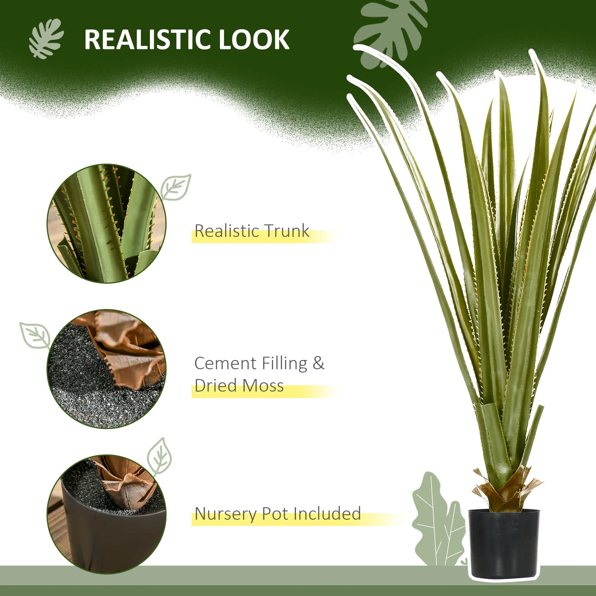 Artificial Plants Agave Succulent in Pot Desk Fake Plants for Home Indoor Outdoor Decor - Image 4