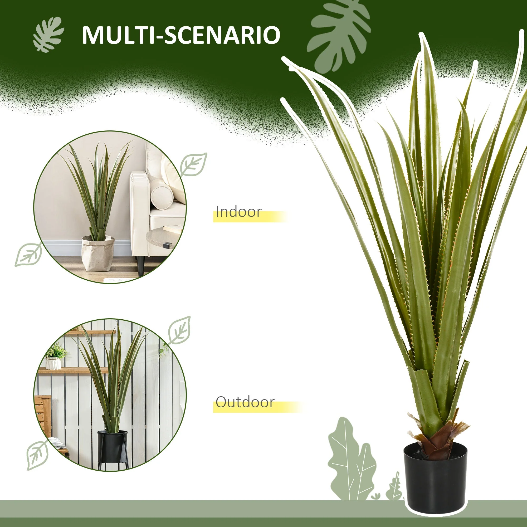Artificial Plants Agave Succulent in Pot Desk Fake Plants for Home Indoor Outdoor Decor - Image 5