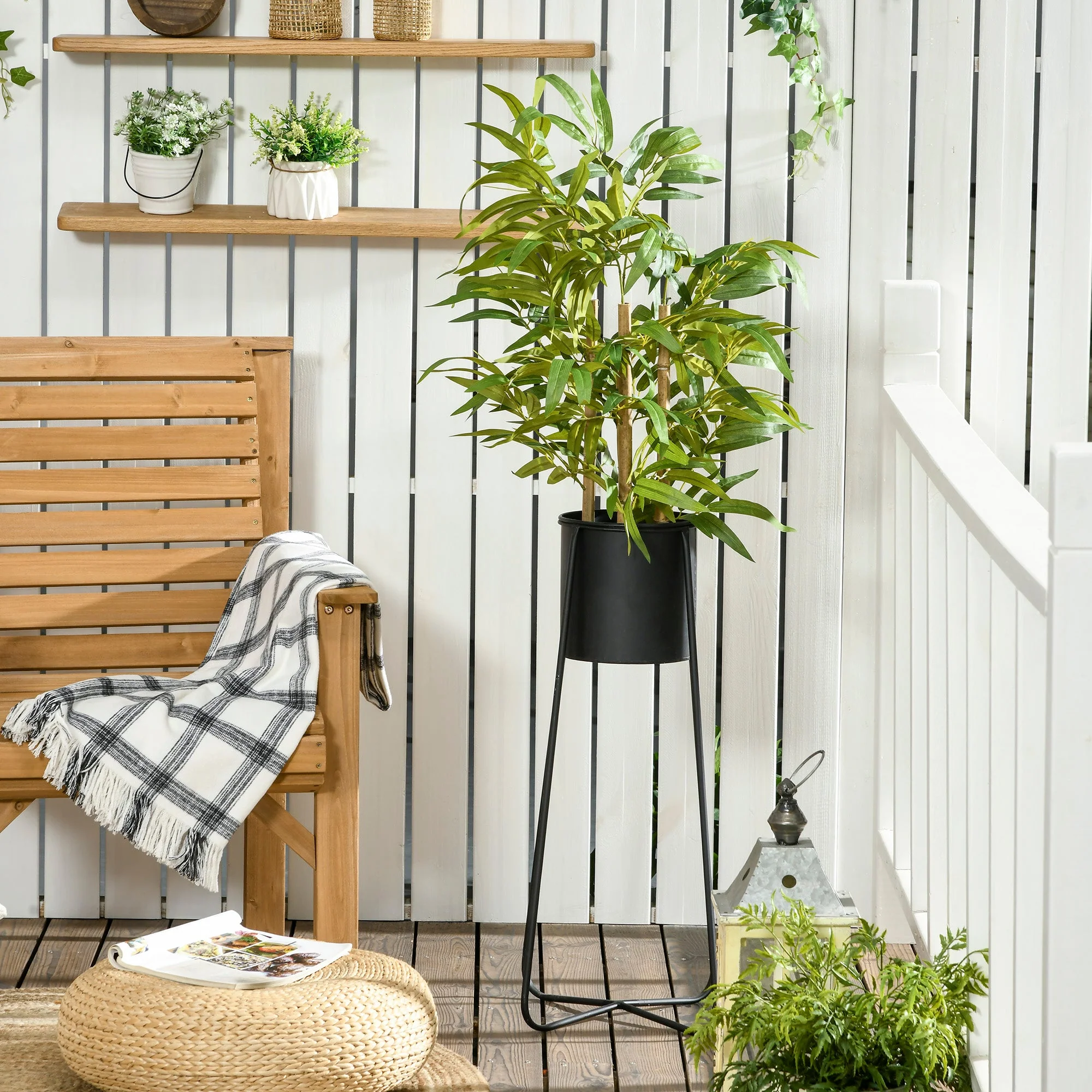 Artificial Plants Bamboo Tree in Pot Desk Fake Plants for Home Indoor Outdoor Decor - Image 7