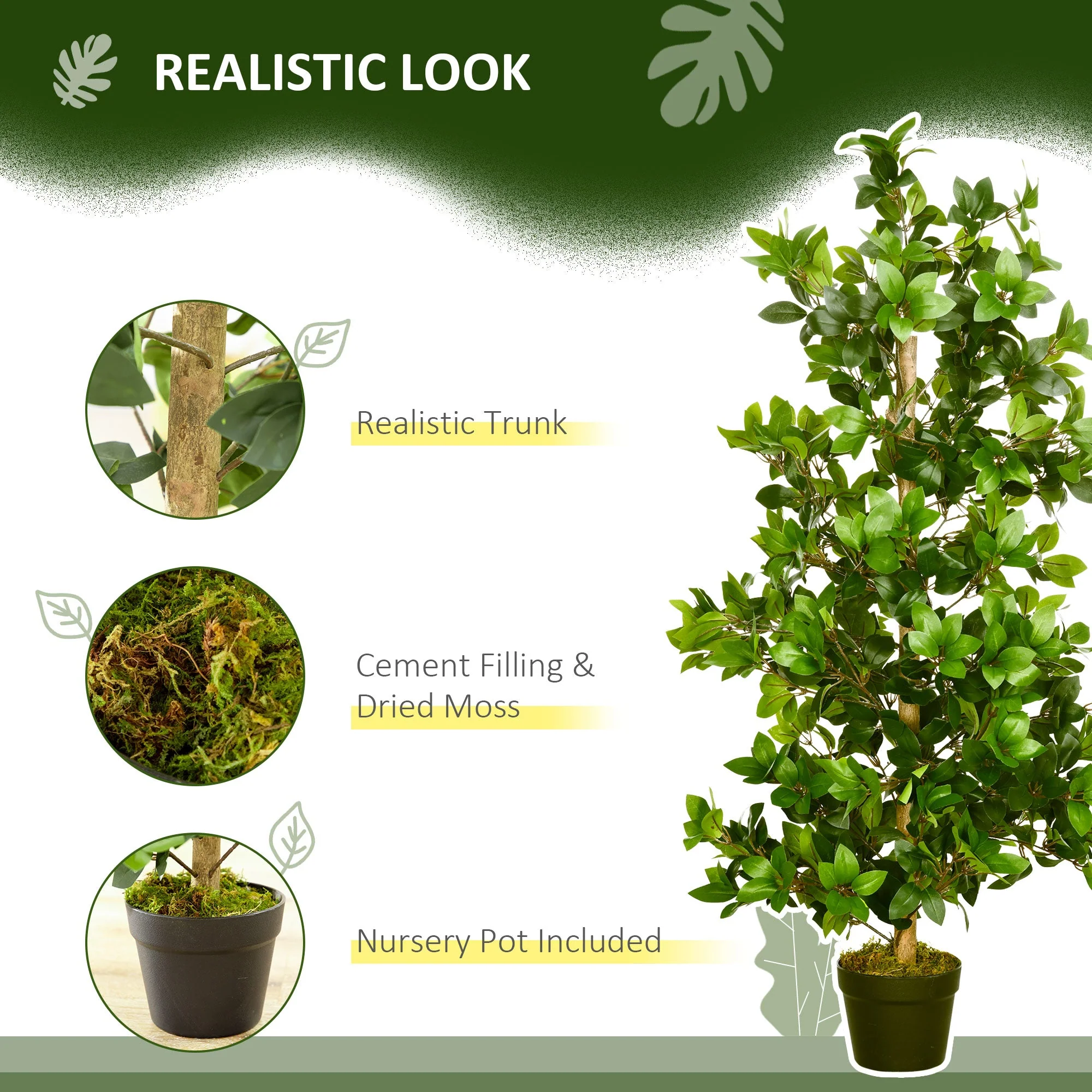 Artificial Plants Bay Leaf Laurel in Pot Fake Plants for Home Indoor Outdoor Decor - Image 4