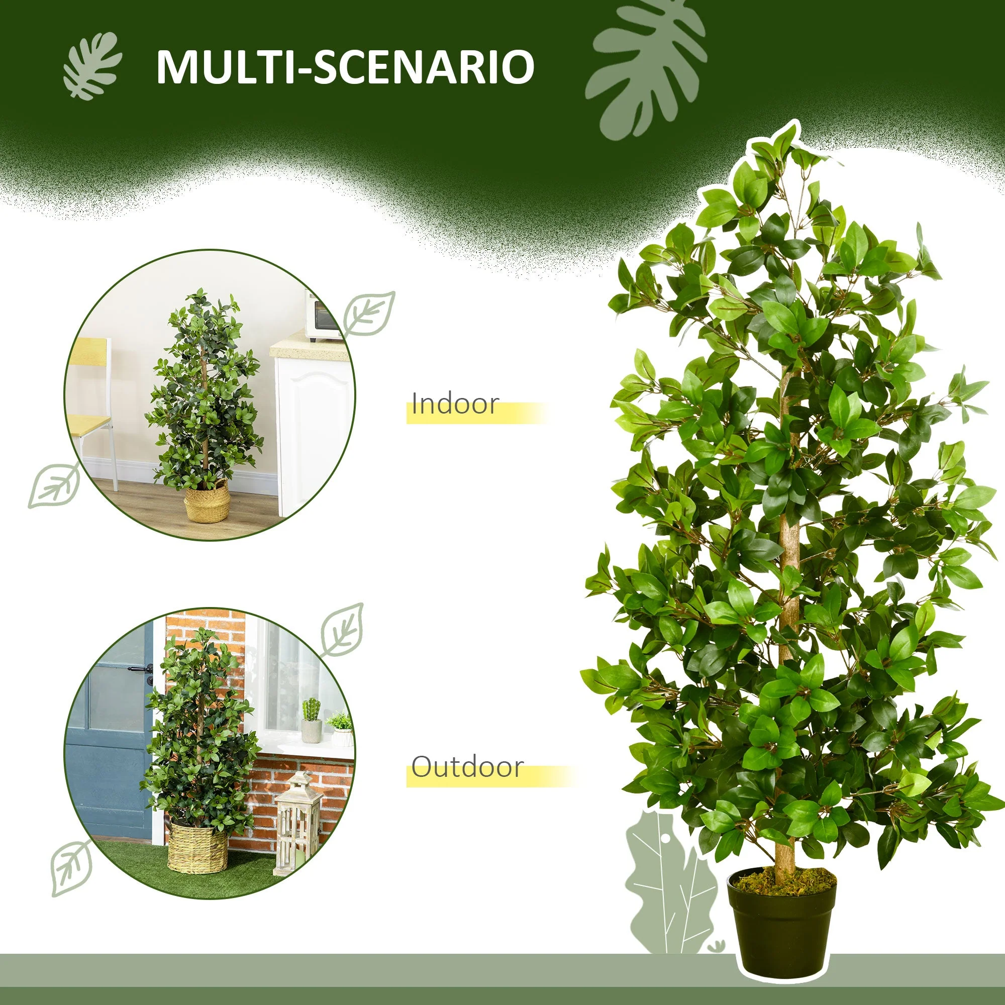 Artificial Plants Bay Leaf Laurel in Pot Fake Plants for Home Indoor Outdoor Decor - Image 5