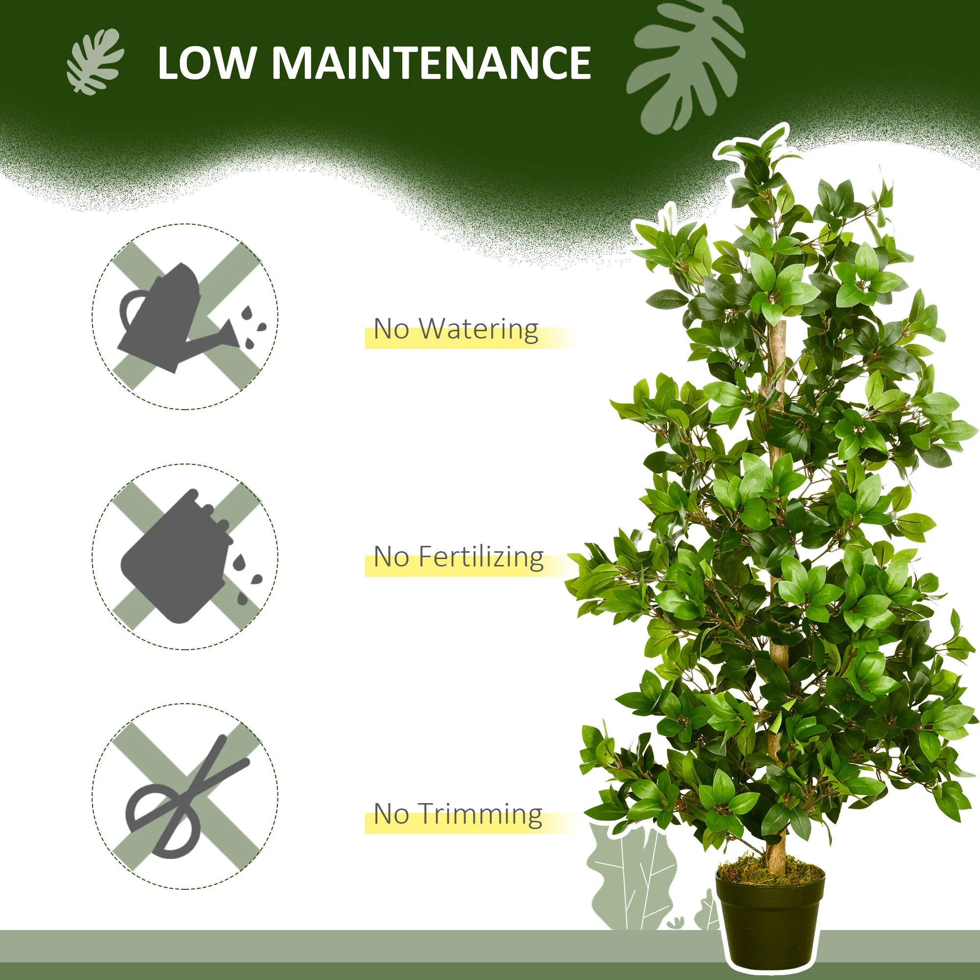 Artificial Plants Bay Leaf Laurel in Pot Fake Plants for Home Indoor Outdoor Decor - Image 6