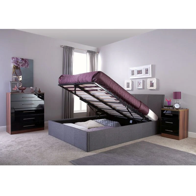 Ascot King Size Ottoman Bed Fabric Grey 5 x 7ft - Image 4