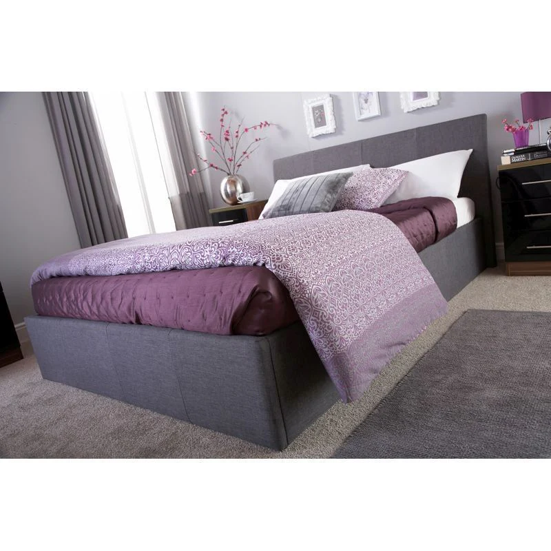 Ascot King Size Ottoman Bed Fabric Grey 5 x 7ft - Image 5