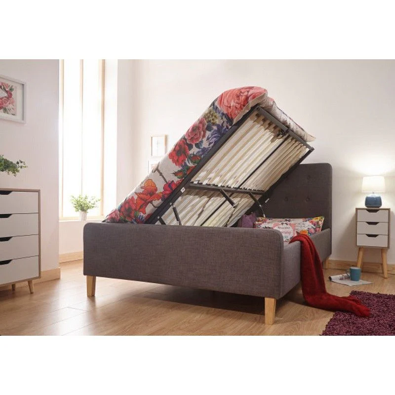 Ashbourne King Size Ottoman Bed Fabric Grey 5 x 7ft - Image 3
