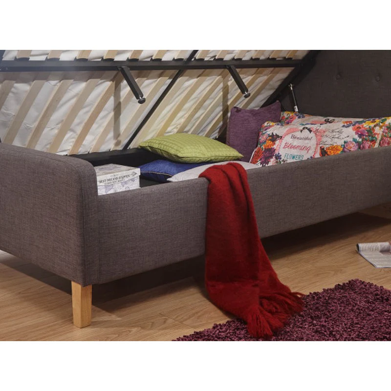 Ashbourne King Size Ottoman Bed Fabric Grey 5 x 7ft - Image 6
