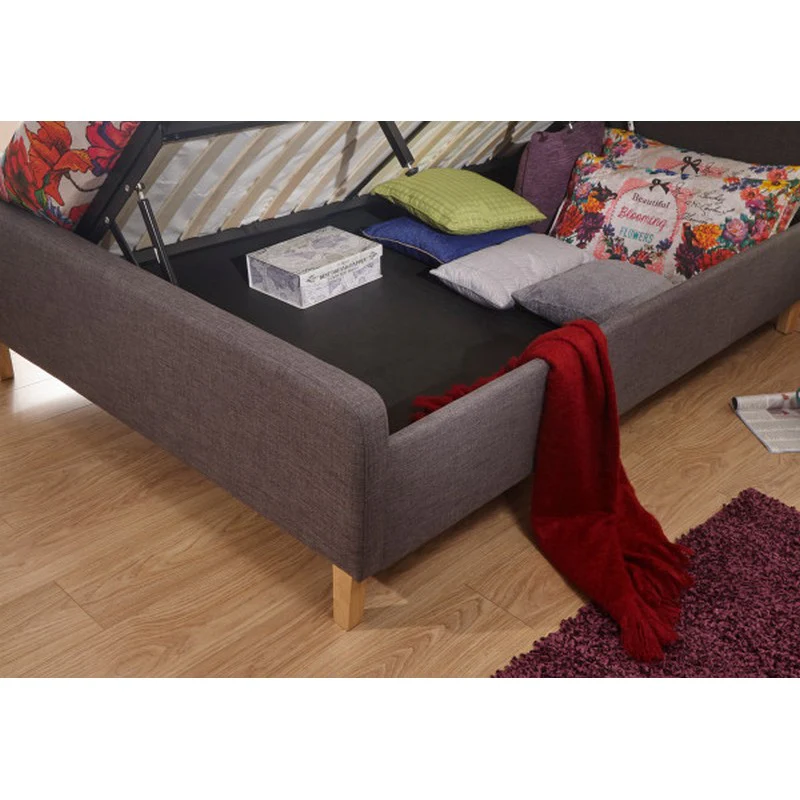 Ashbourne King Size Ottoman Bed Fabric Grey 5 x 7ft - Image 7