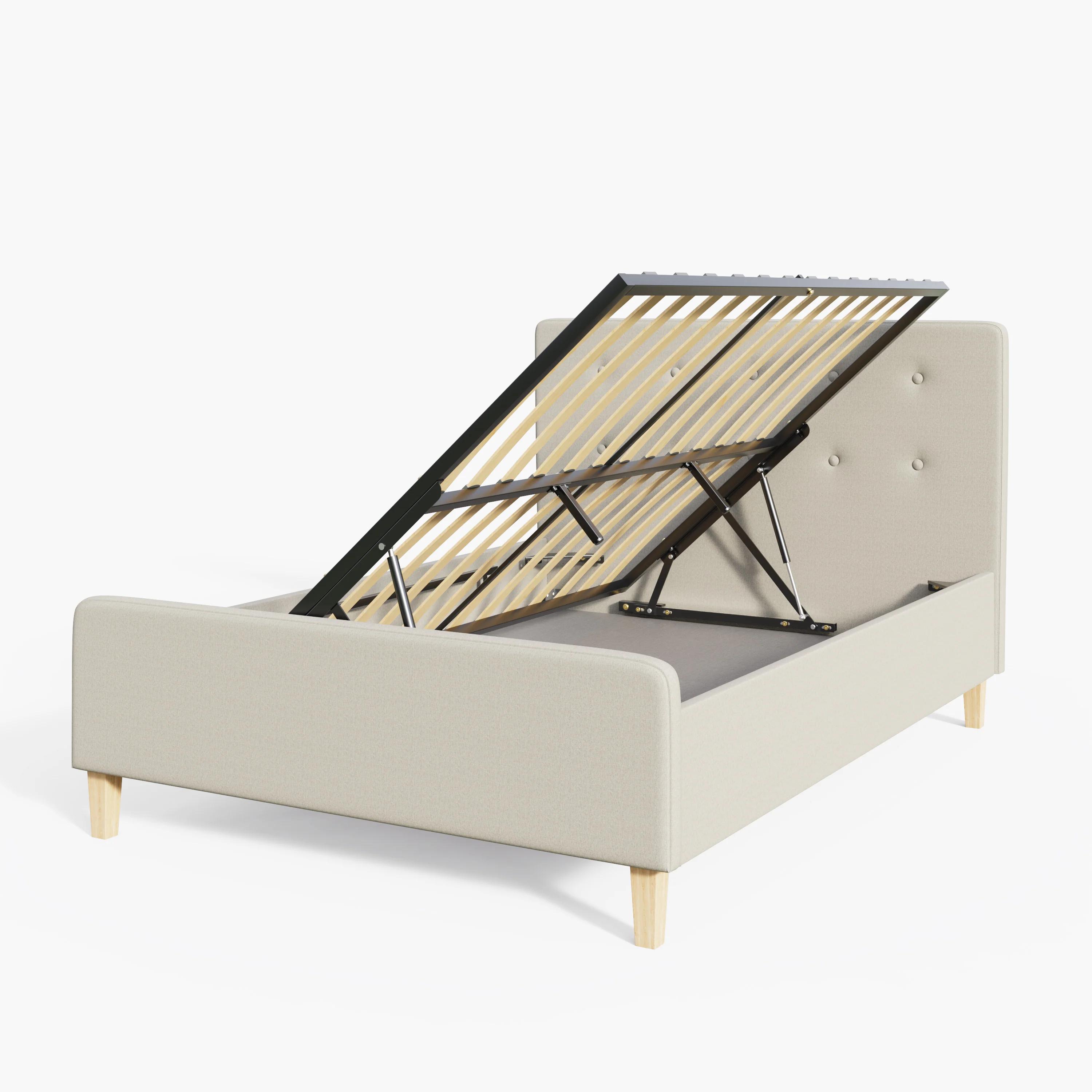 Ashbourne Double Ottoman Bed Wood & Fabric Natural 5 x 7ft - Image 4