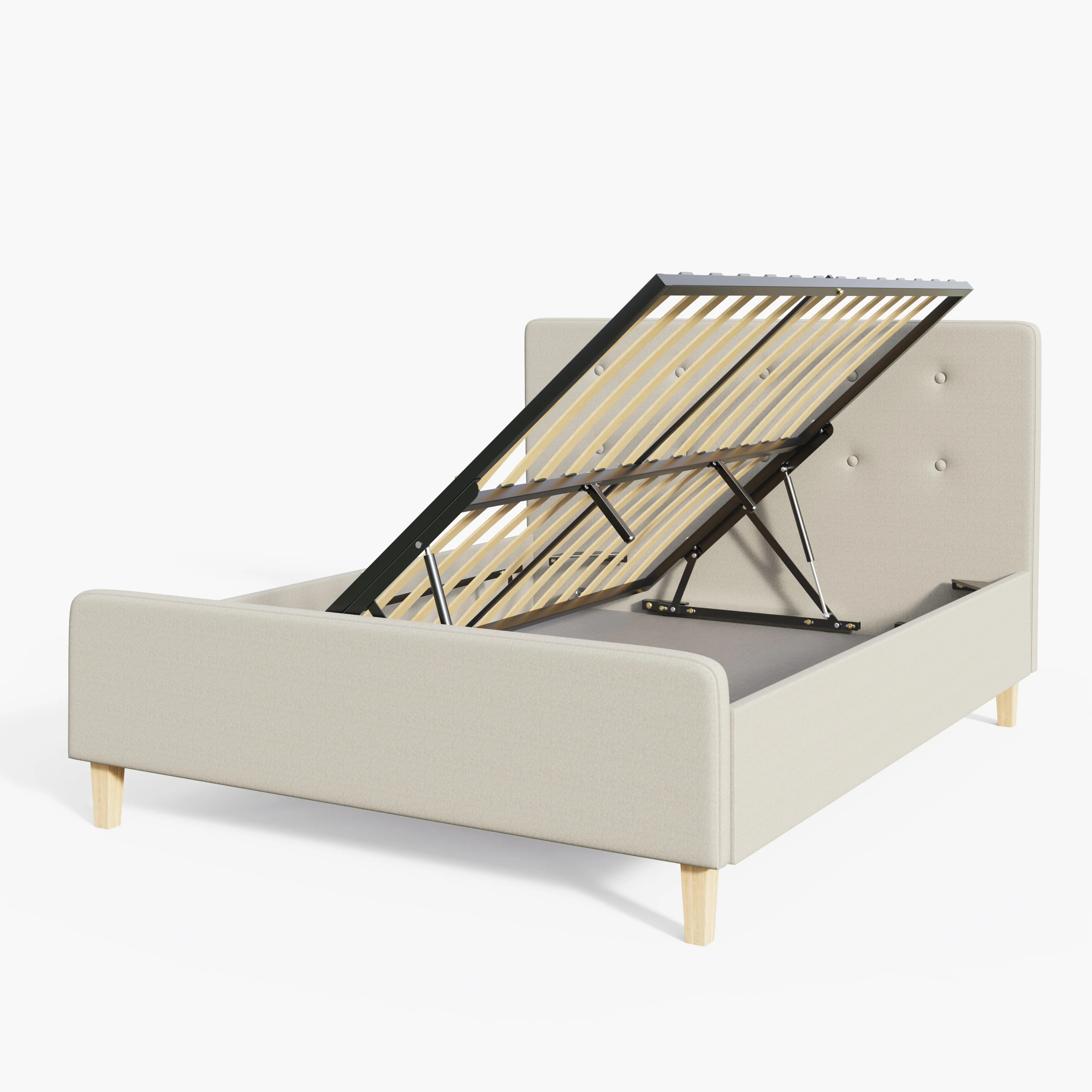 Ashbourne King Size Ottoman Bed Wood & Fabric Natural 5 x 7ft - Image 4