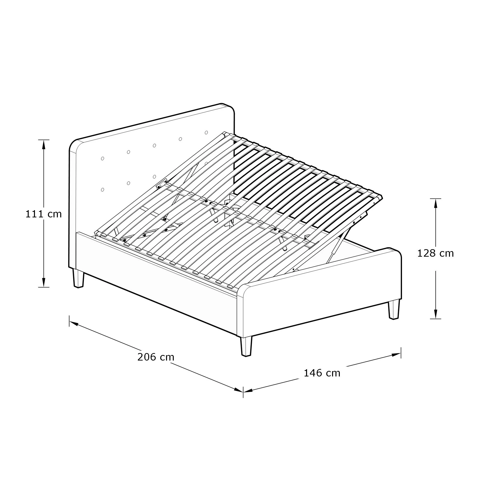 Ashbourne King Size Ottoman Bed Wood & Fabric Natural 5 x 7ft - Image 6