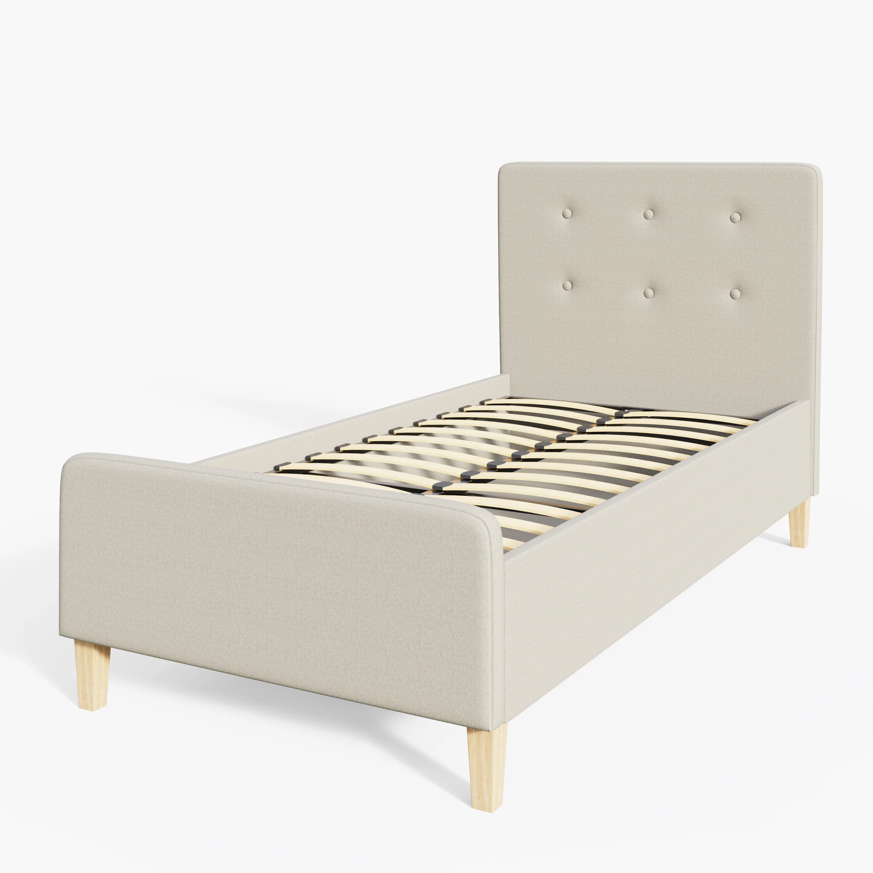 Ashbourne Single Ottoman Bed Wood & Fabric Natural 3 x 7ft - Image 3