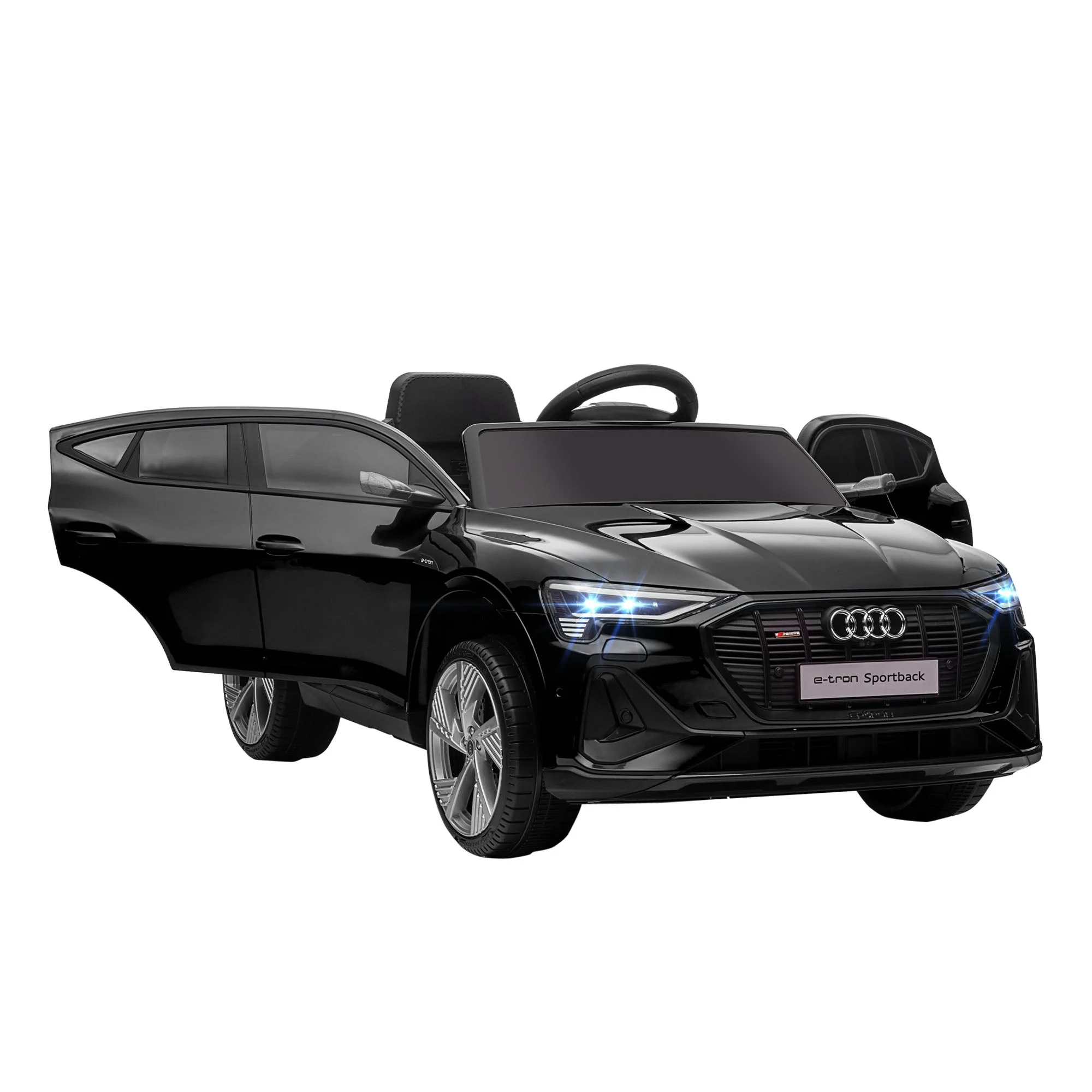 Audi E-tron Licensed 12V Kids Electric Ride On Car with Parental Remote Music Lights MP3 Suspension Wheels for 3-5 Years Black - Image 2