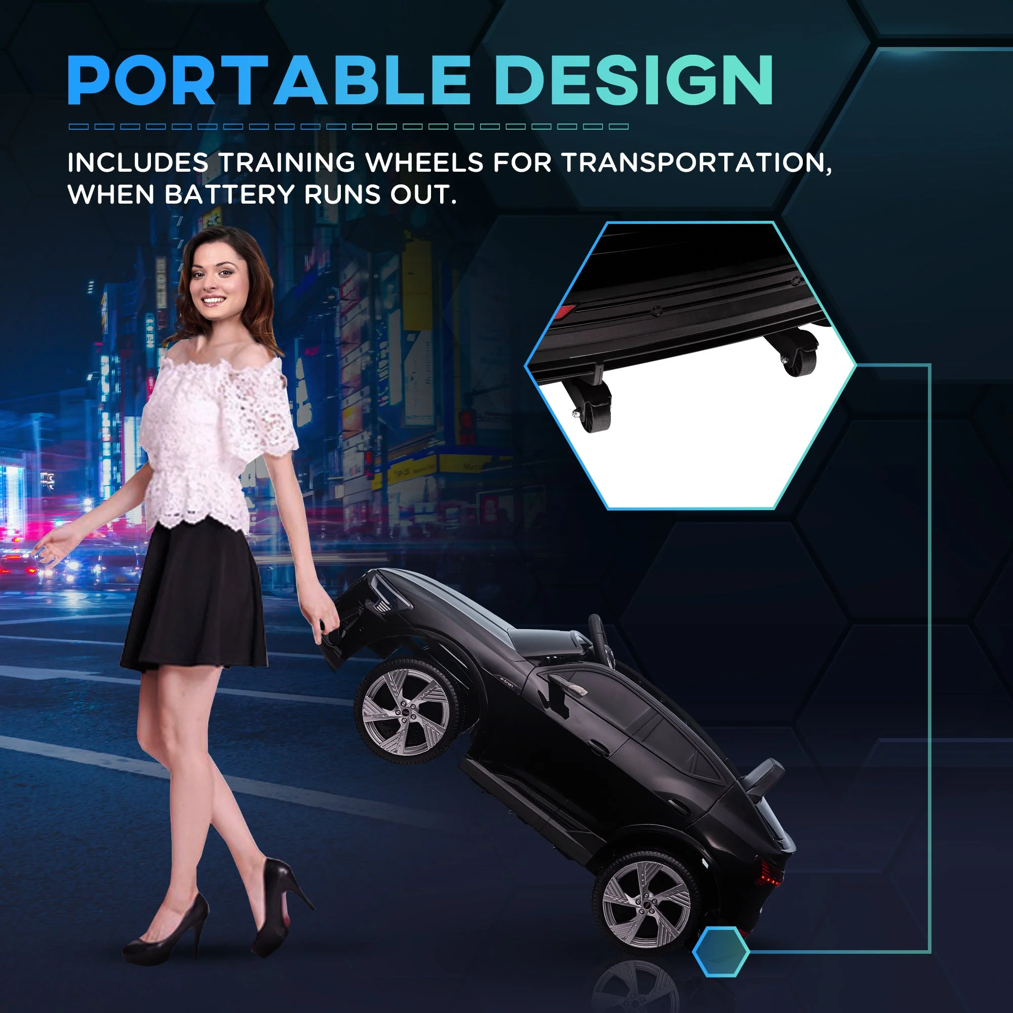 Audi E-tron Licensed 12V Kids Electric Ride On Car with Parental Remote Music Lights MP3 Suspension Wheels for 3-5 Years Black - Image 5