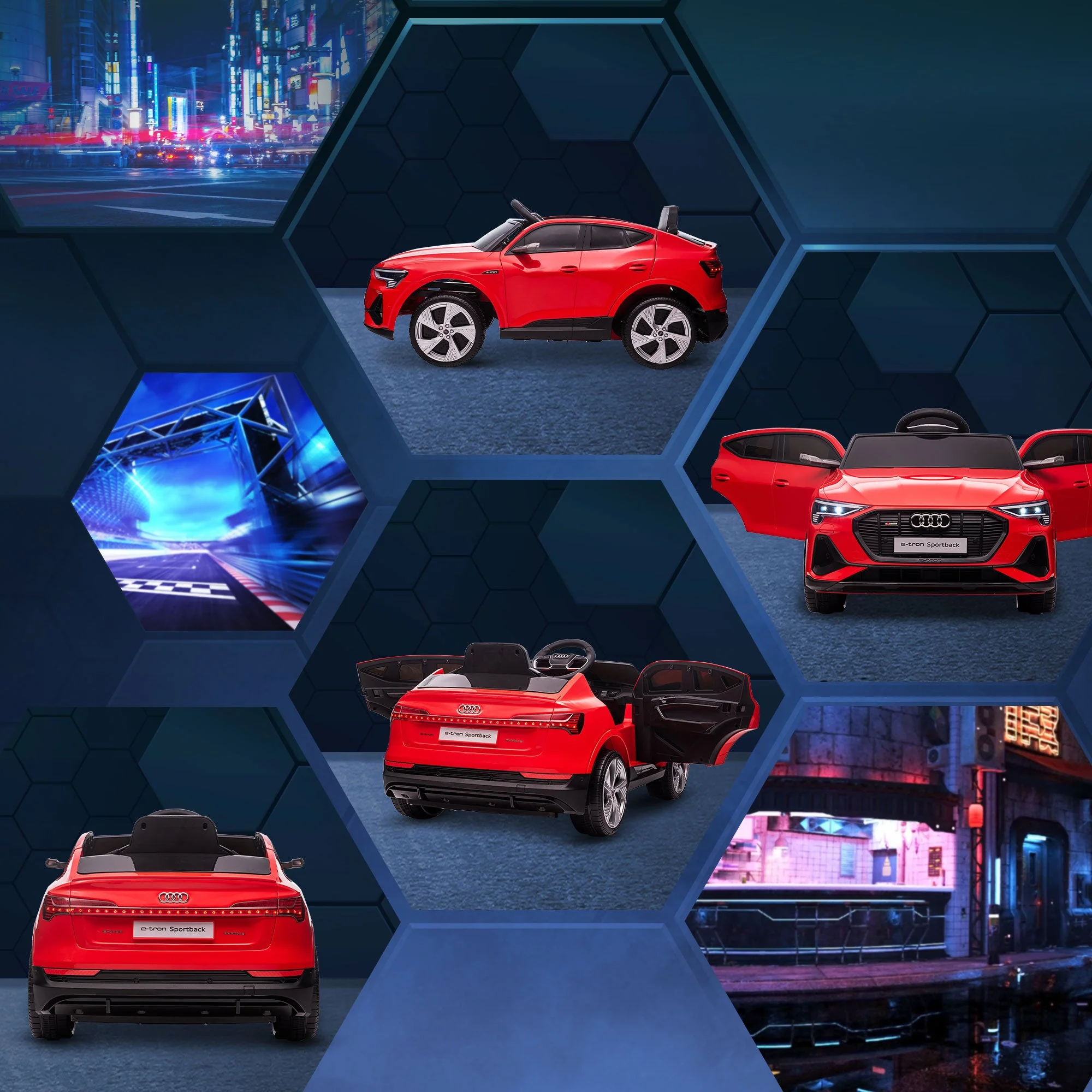 Audi E-tron Licensed 12V Kids Electric Ride On Car with Parental Remote Music Lights MP3 Suspension Wheels for 3-5 Years Red - Image 8
