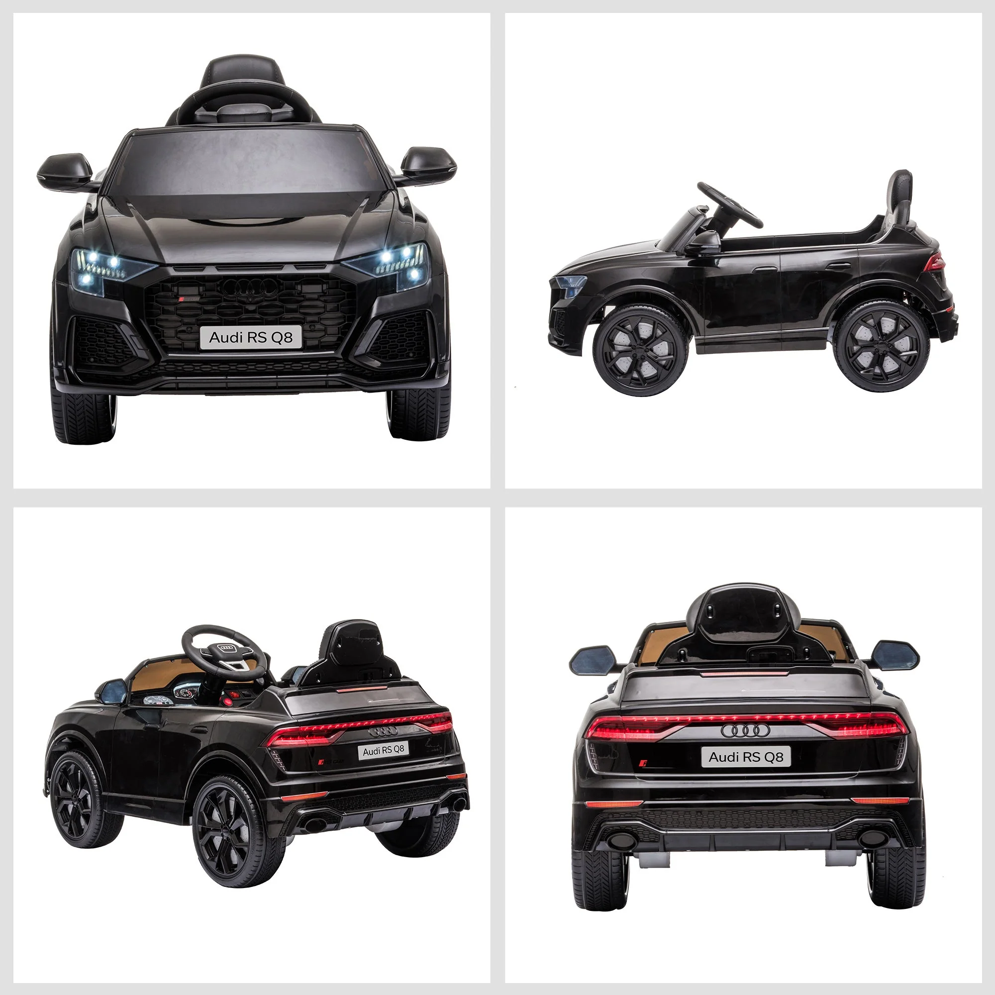 Audi RS Q8 6V Kids Electric Ride On Car Toy w/ Remote USB MP3 Bluetooth Black - Image 8