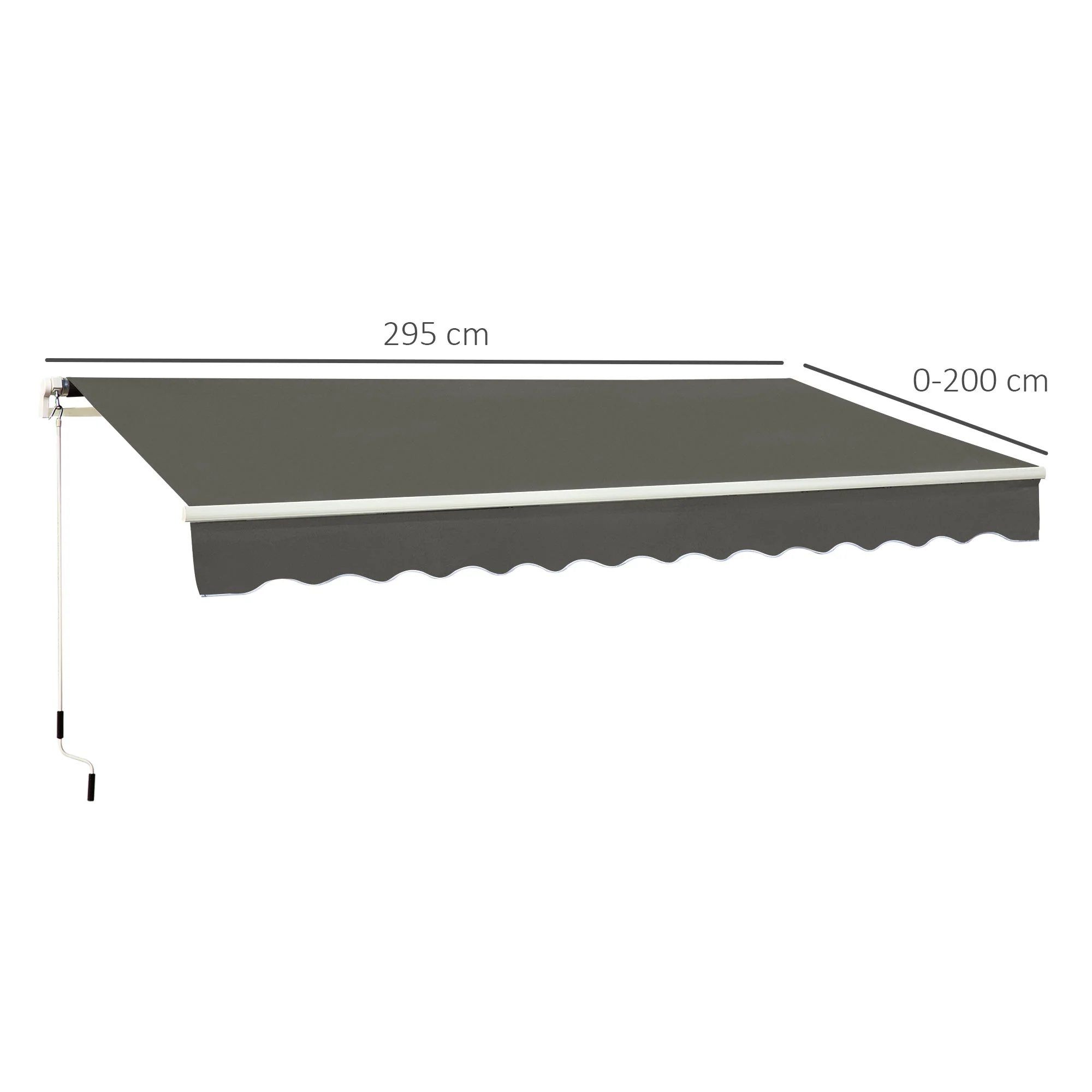 Awning Canopy Manual Retractable Porch Sun Shade Shelter 3 x 2m Grey - Image 3