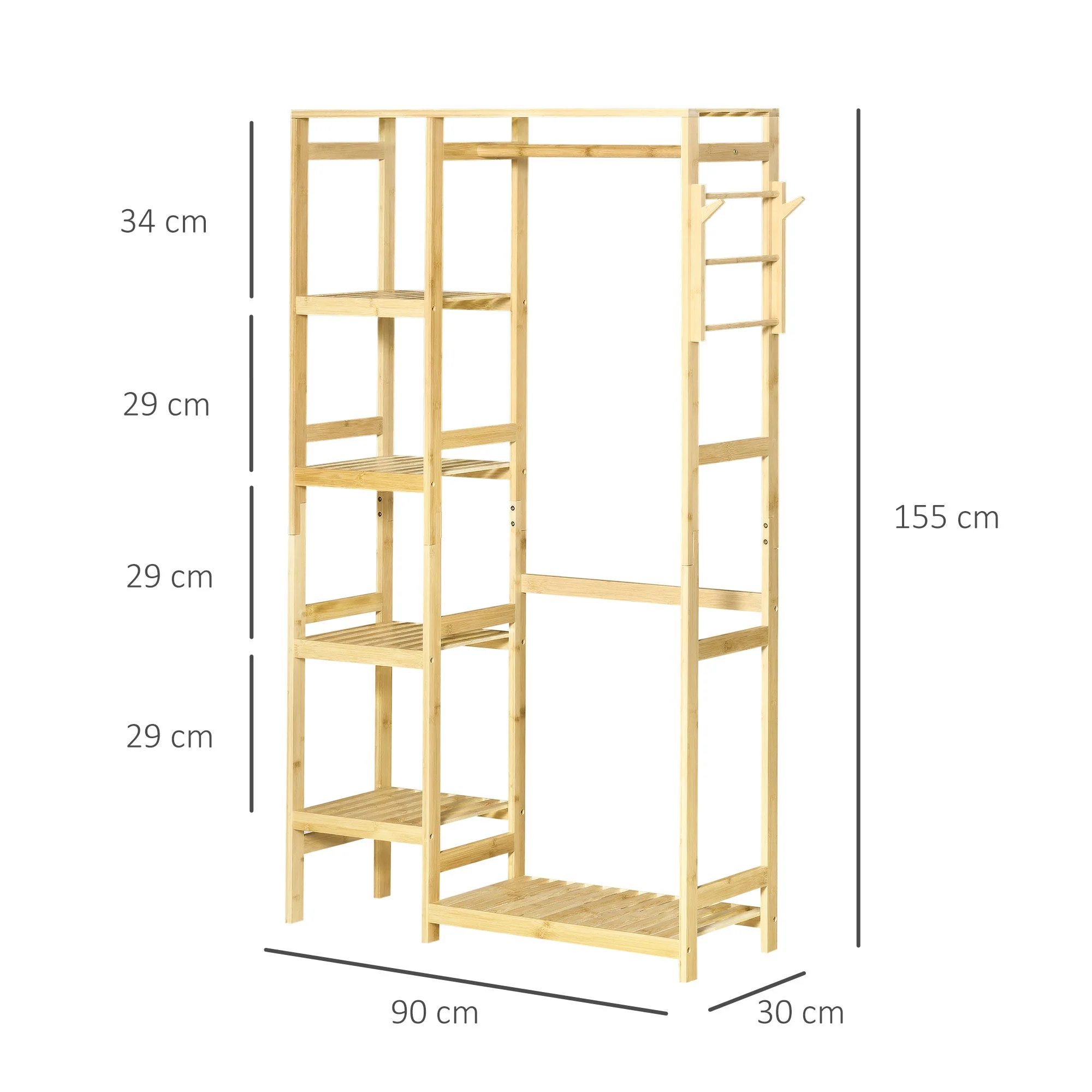 Baboo 155cm Clothing Storage Five Shelf - Image 3