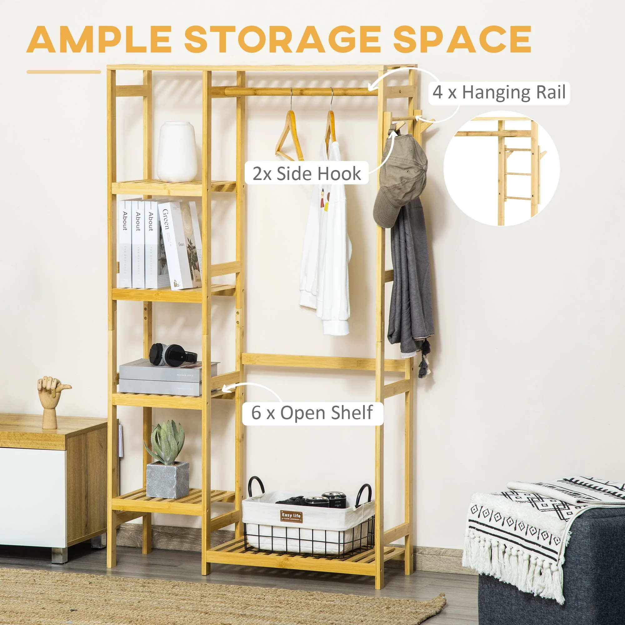 Baboo 155cm Clothing Storage Five Shelf - Image 4
