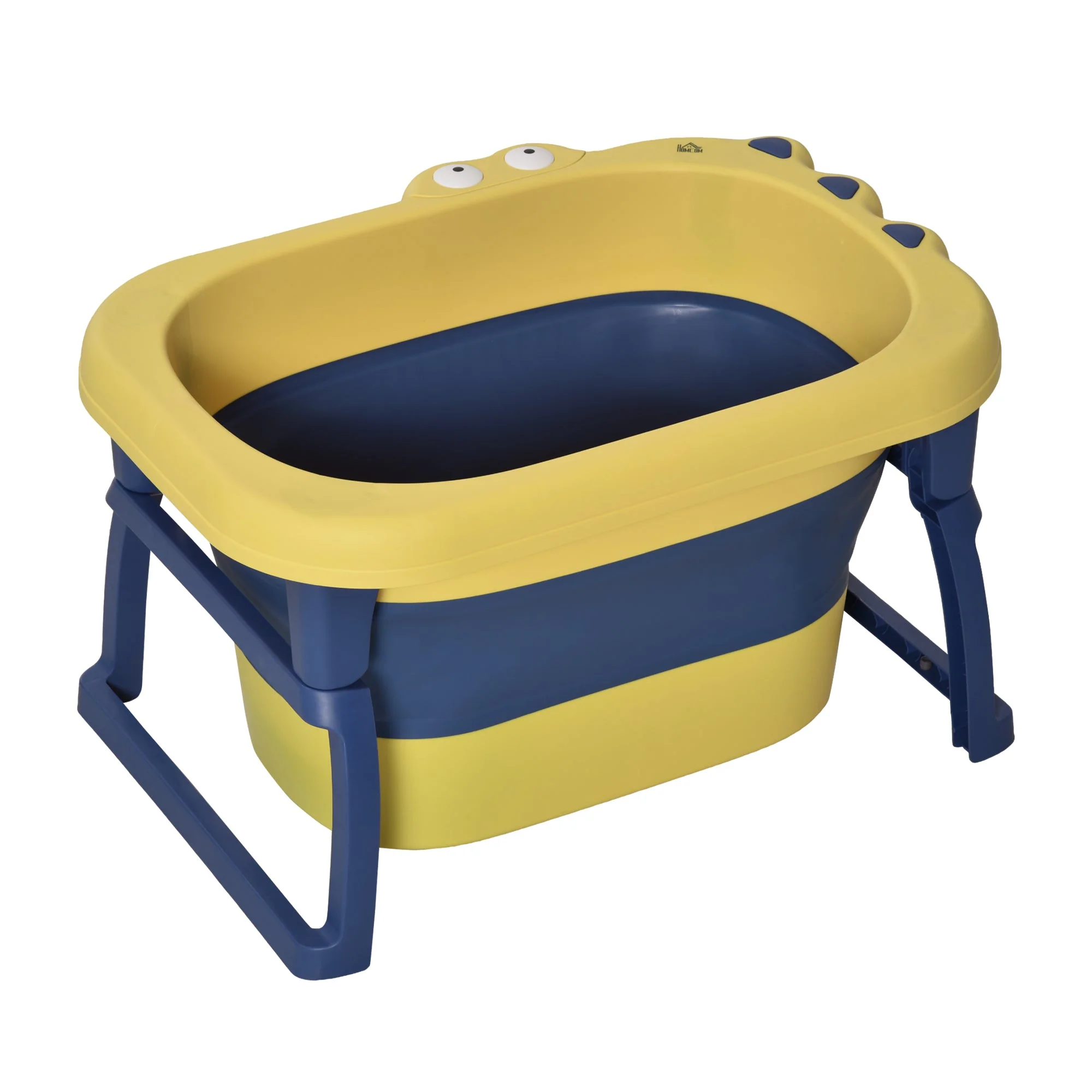 Baby Bath Tub for 0-6 Years Collapsible Non-Slip Portable with Stool Seat for Newborns Infants Toddlers Kids Crocodile Shape Yellow - Image 2