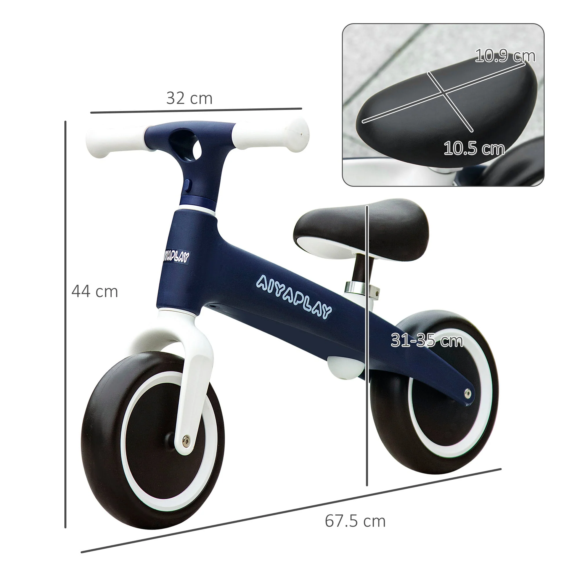 Balance Bike With Adjustable Seat 1.5 To 3 Years Blue by Aiyaplay - Image 3