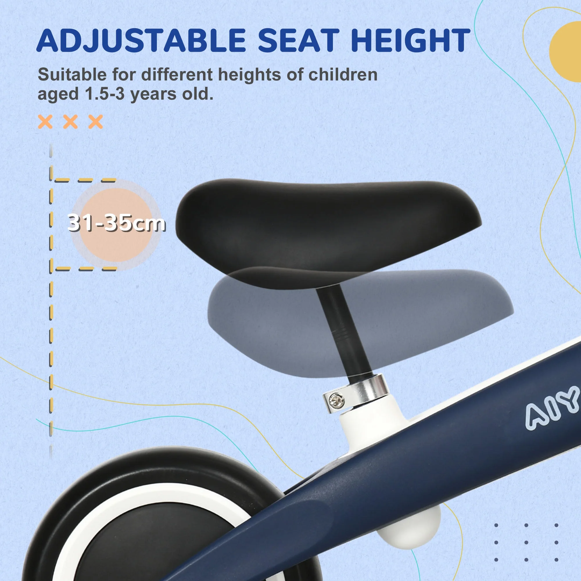 Balance Bike With Adjustable Seat 1.5 To 3 Years Blue by Aiyaplay - Image 5