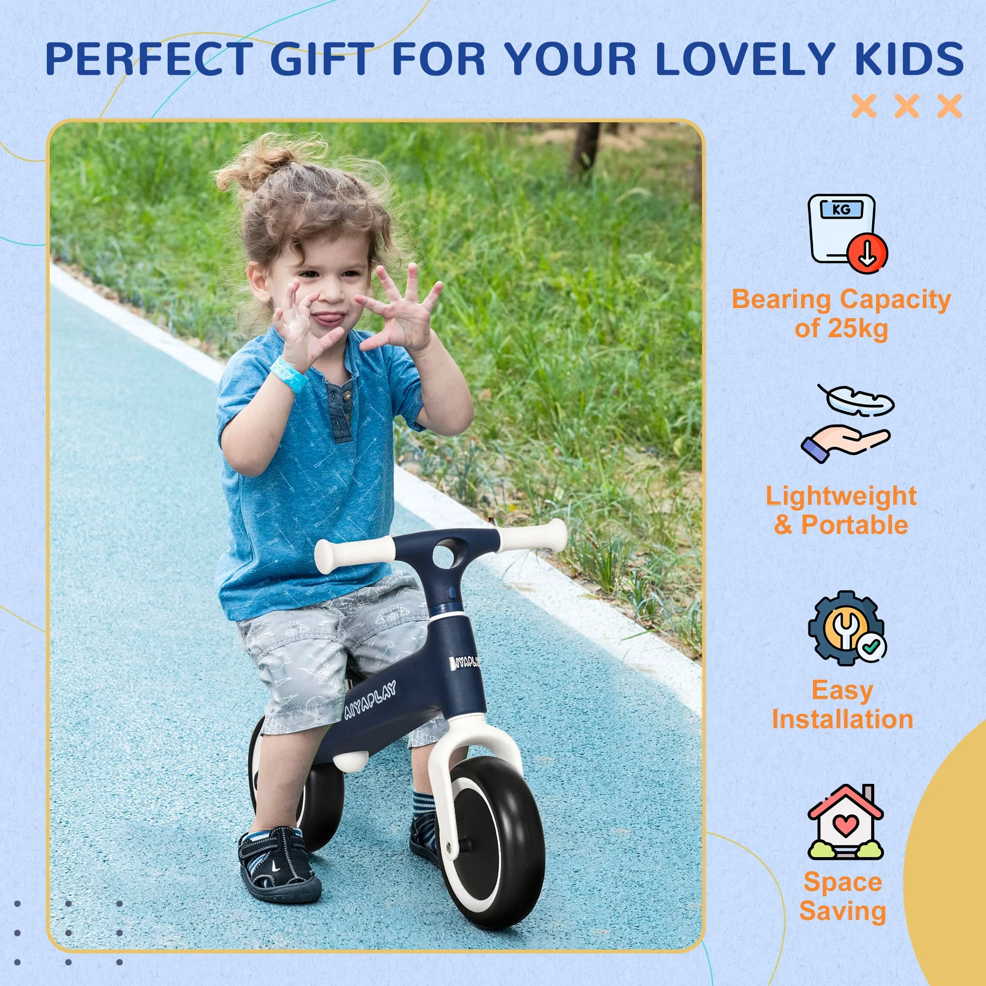 Balance Bike With Adjustable Seat 1.5 To 3 Years Blue by Aiyaplay - Image 7