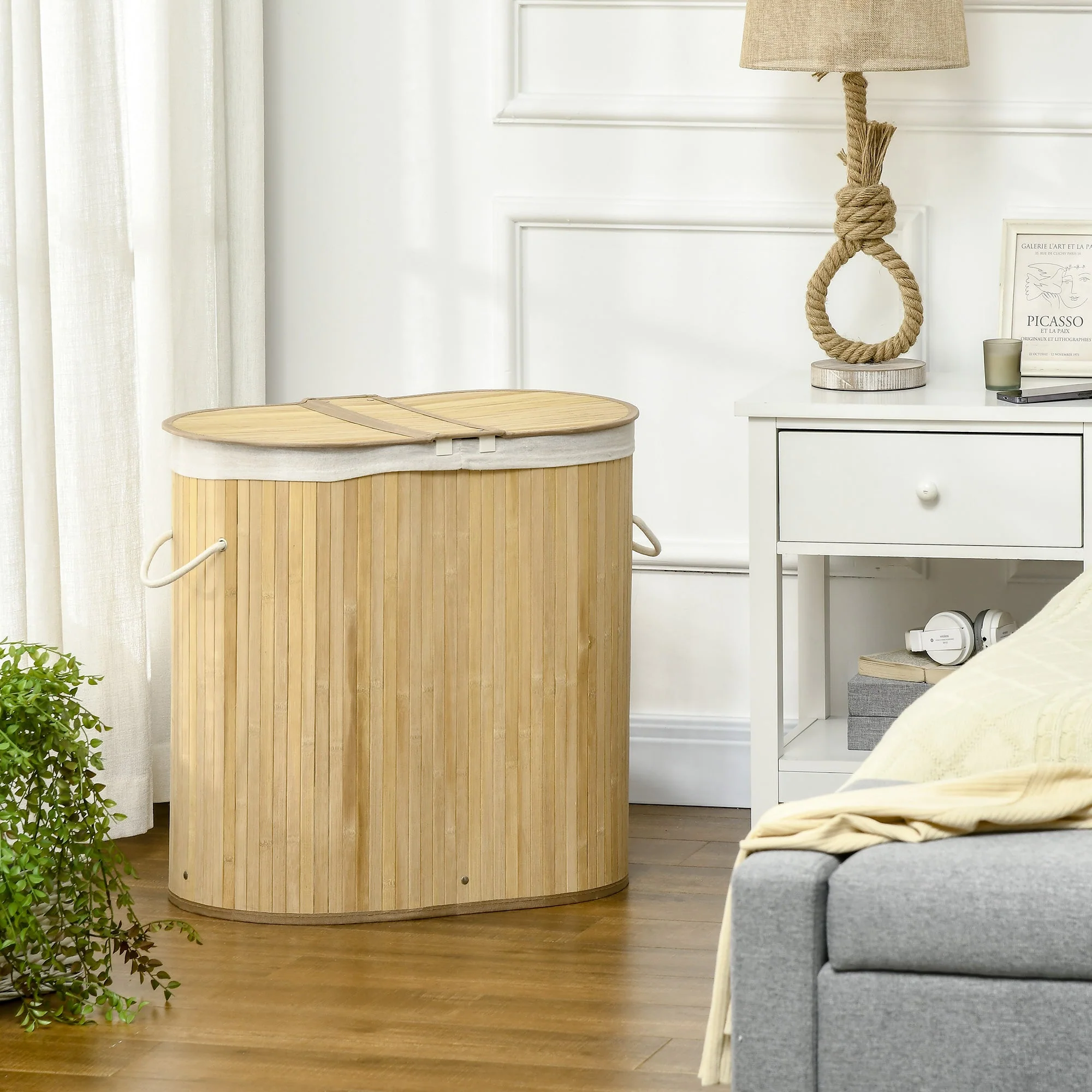 Bamboo Laundry Basket With Lid - Image 2