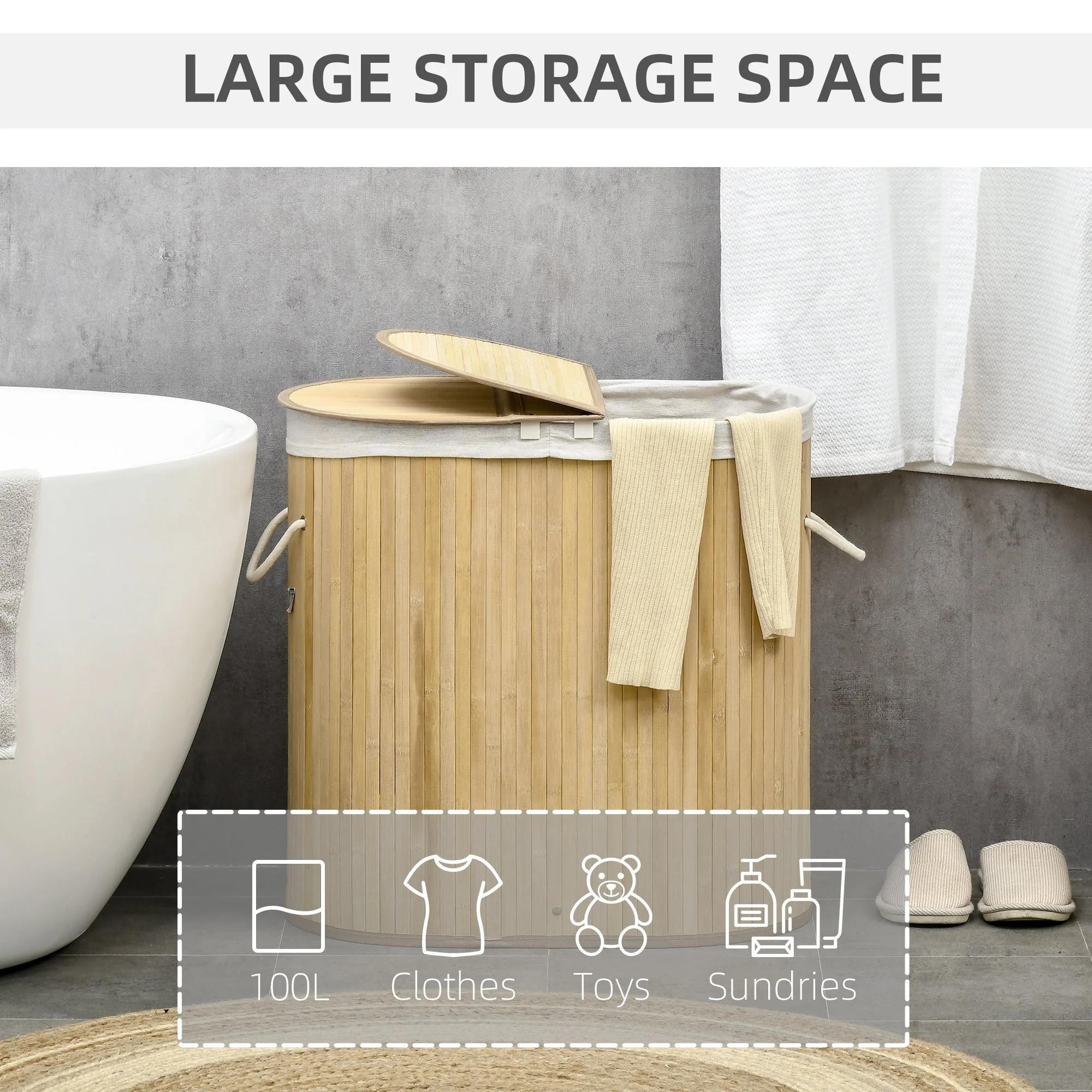 Bamboo Laundry Basket With Lid - Image 4