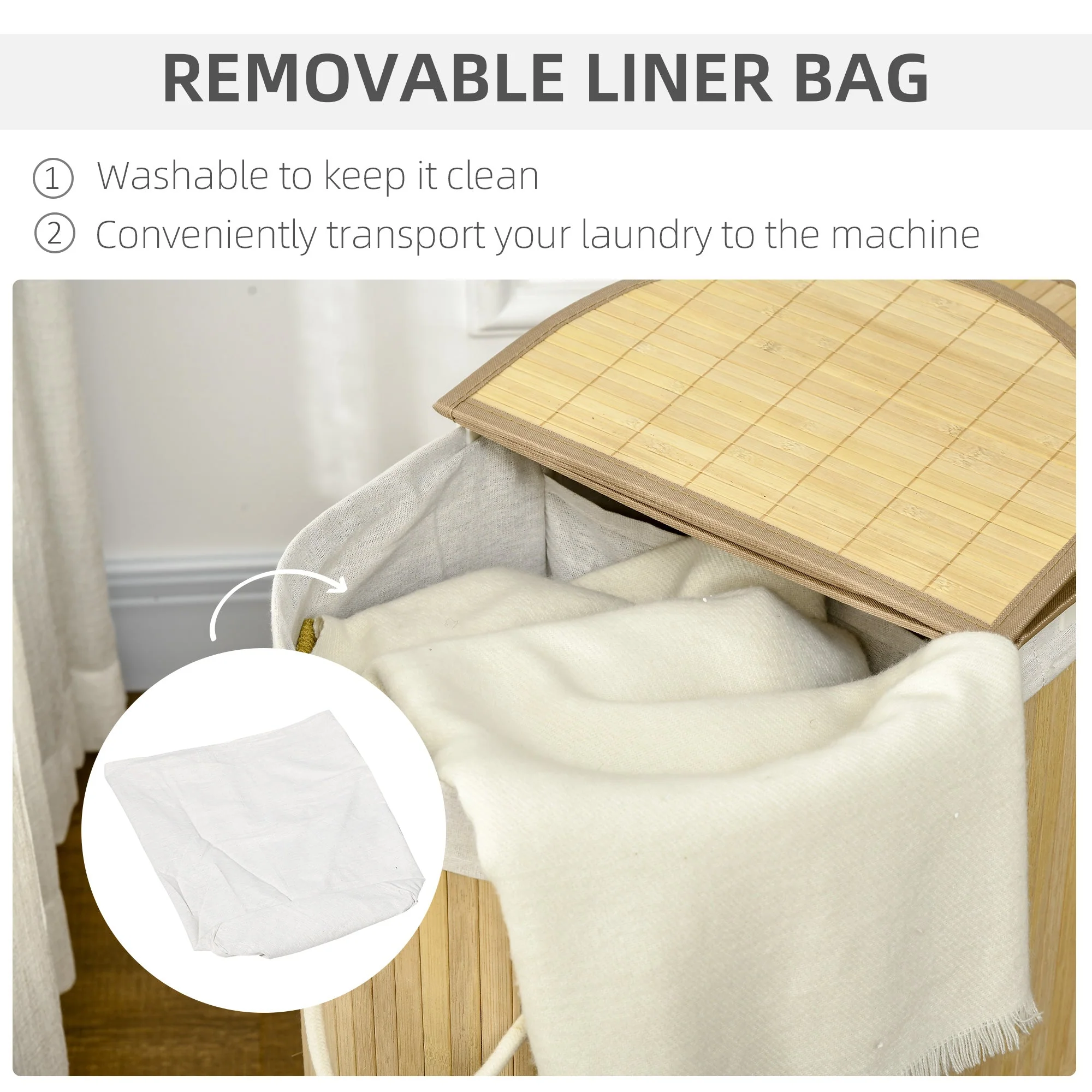 Bamboo Laundry Basket With Lid - Image 5
